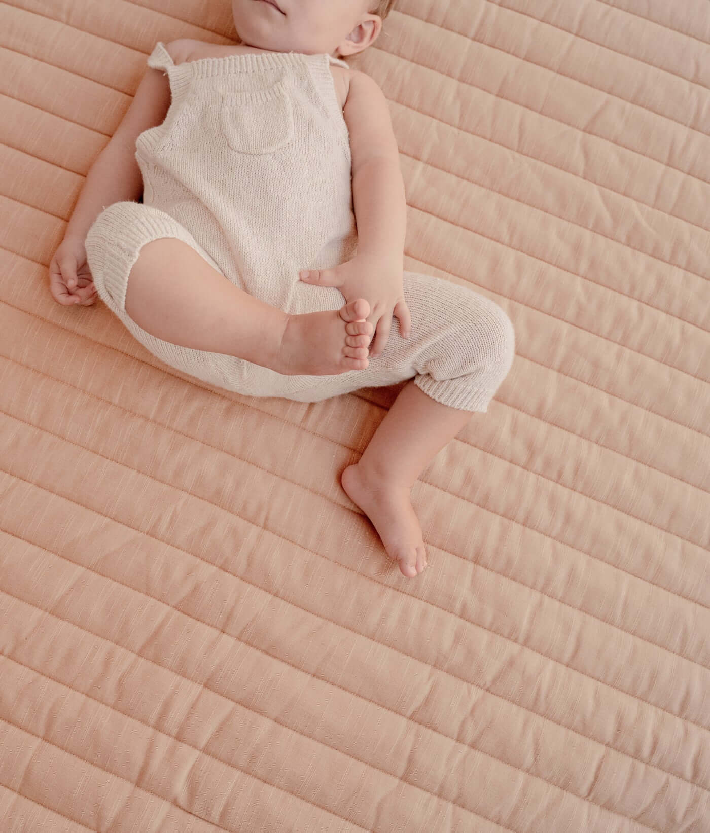 Quilted Cotton Reversible Playmats | Stripes - Sandstone