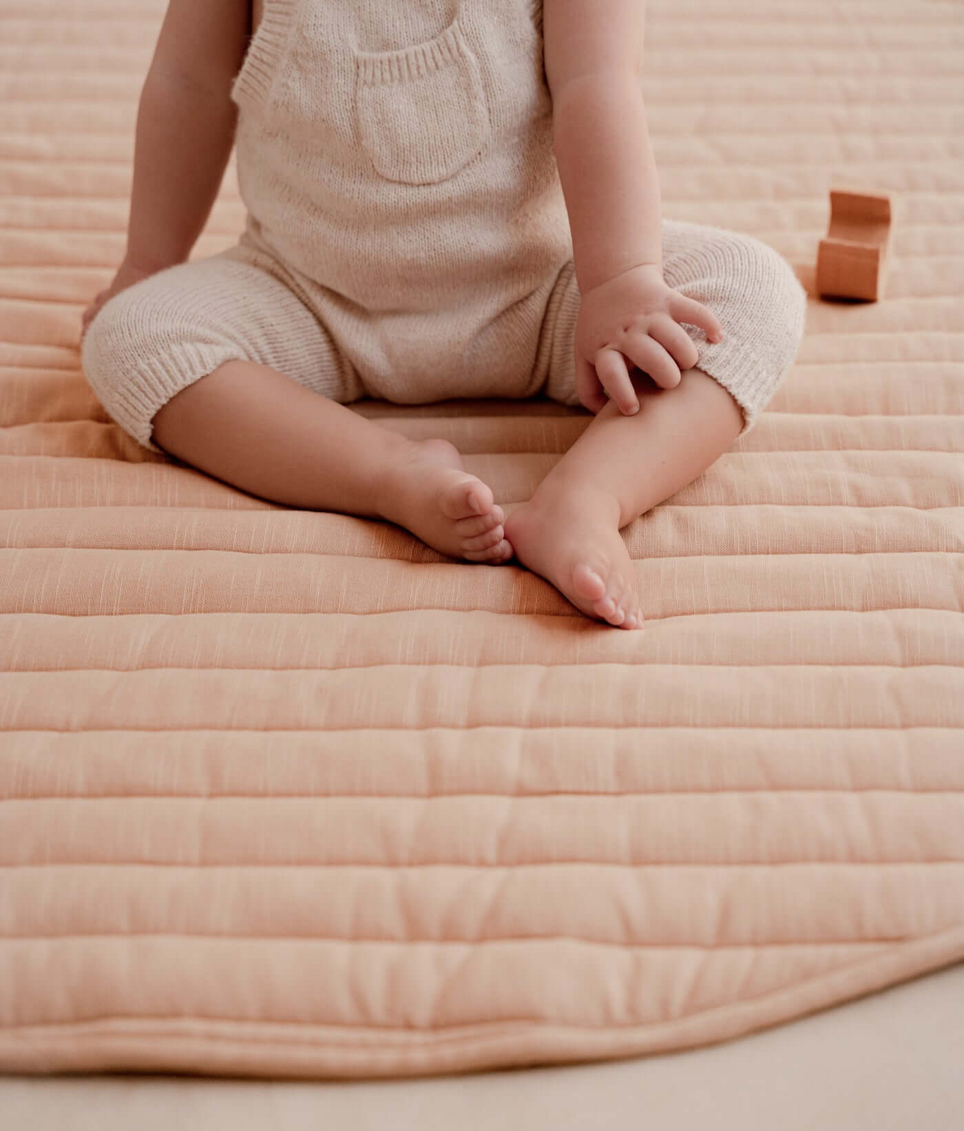 Quilted Cotton Reversible Playmats | Stripes - Sandstone