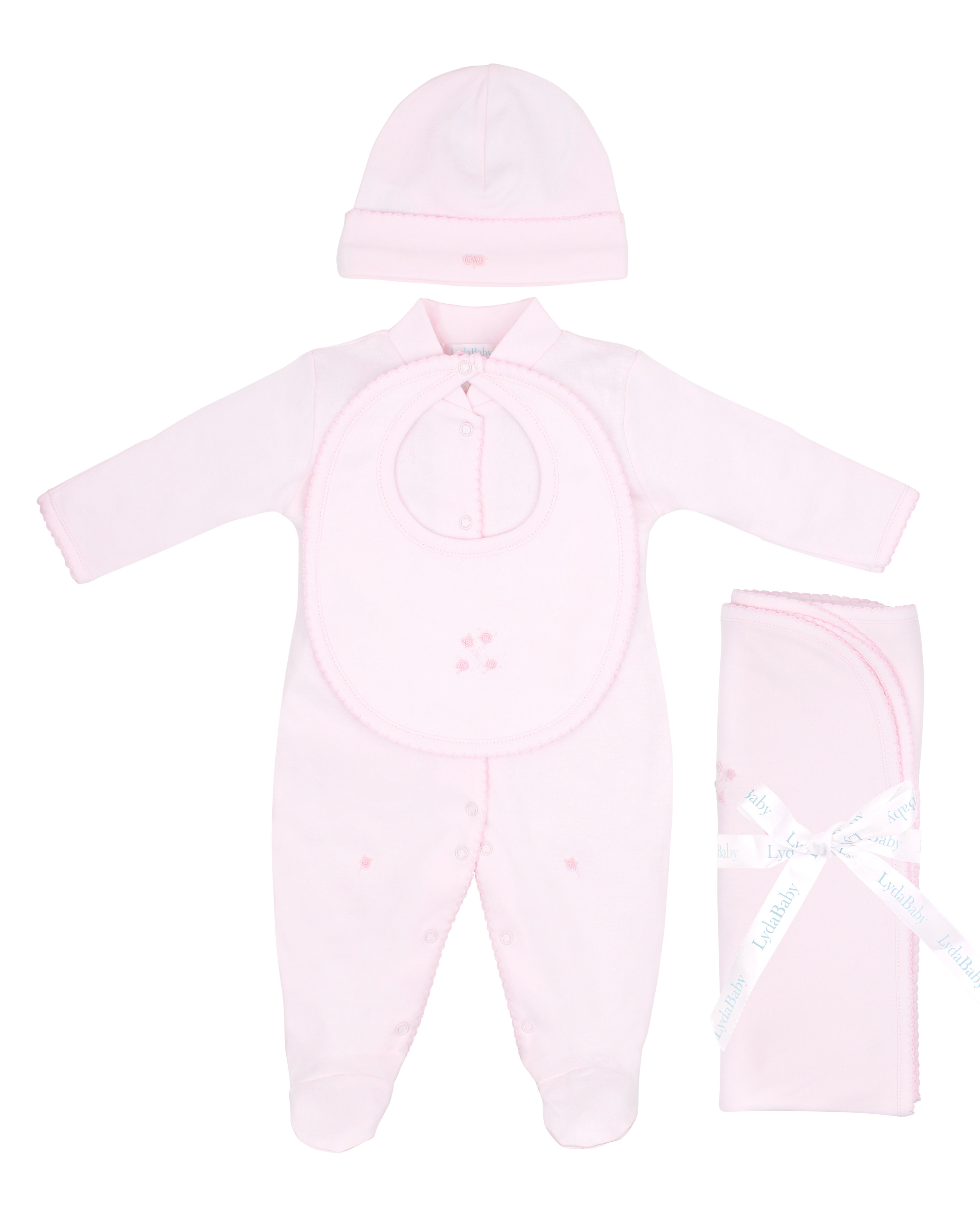 Sweet Roses Embroidery Set 4 Pieces | Baby Girl
