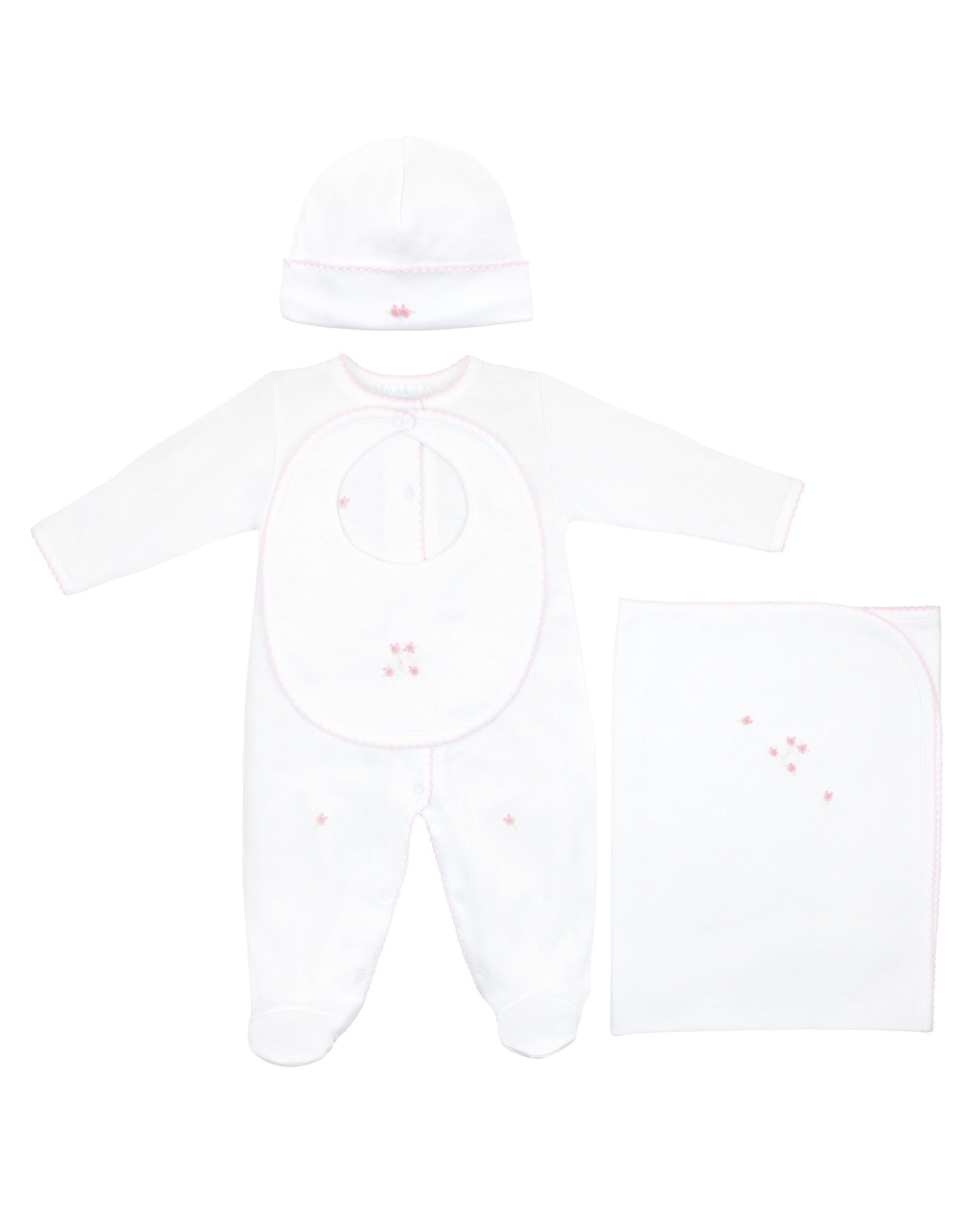 Sweet Roses Embroidery Set 4 Pieces | Baby Girl