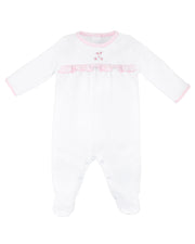 World Of Flowers Embroidery Footie | Baby Girl