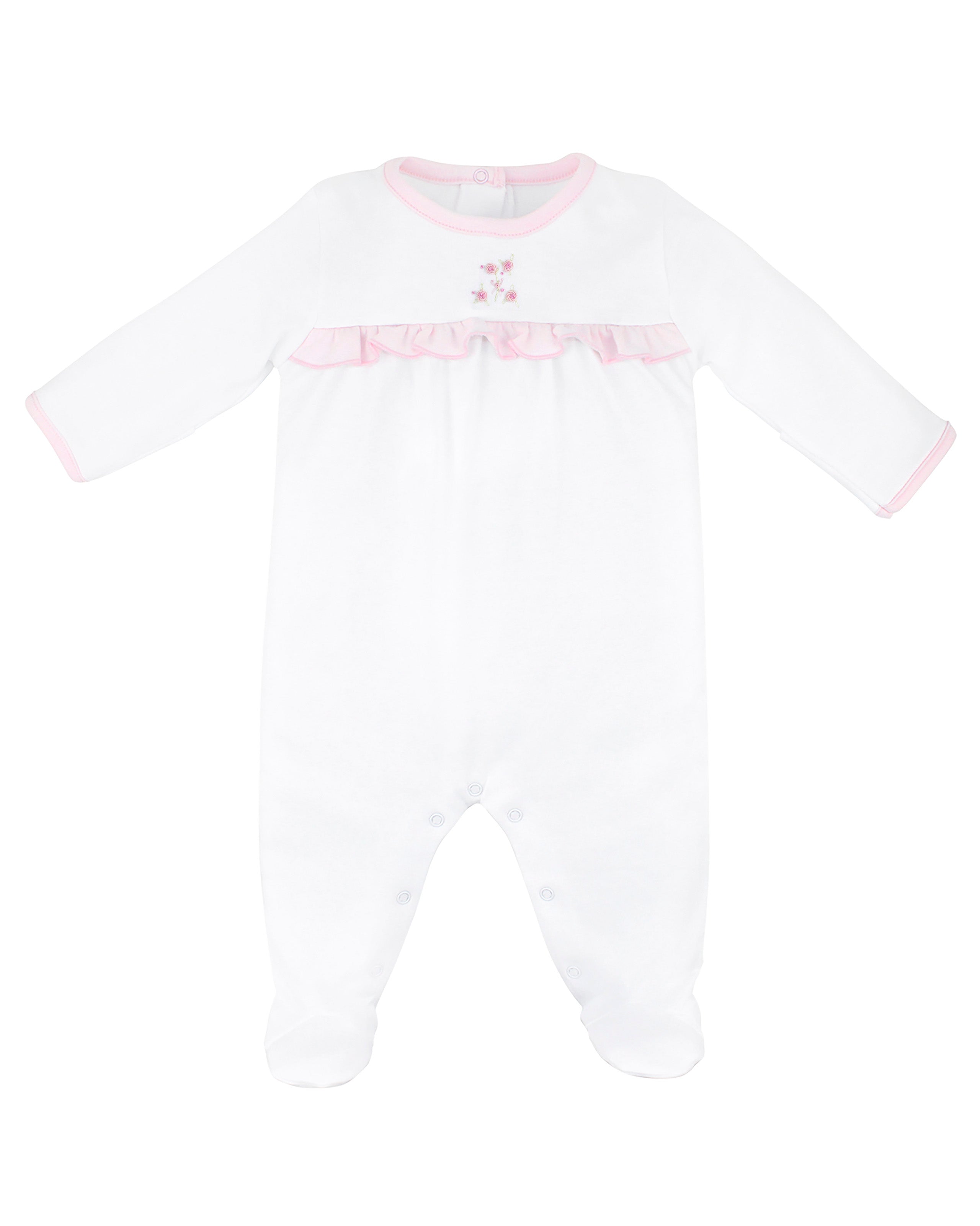 World Of Flowers Embroidery Footie | Baby Girl