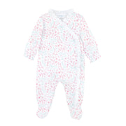 Birds And Flowers Printed Footie | Baby Girl