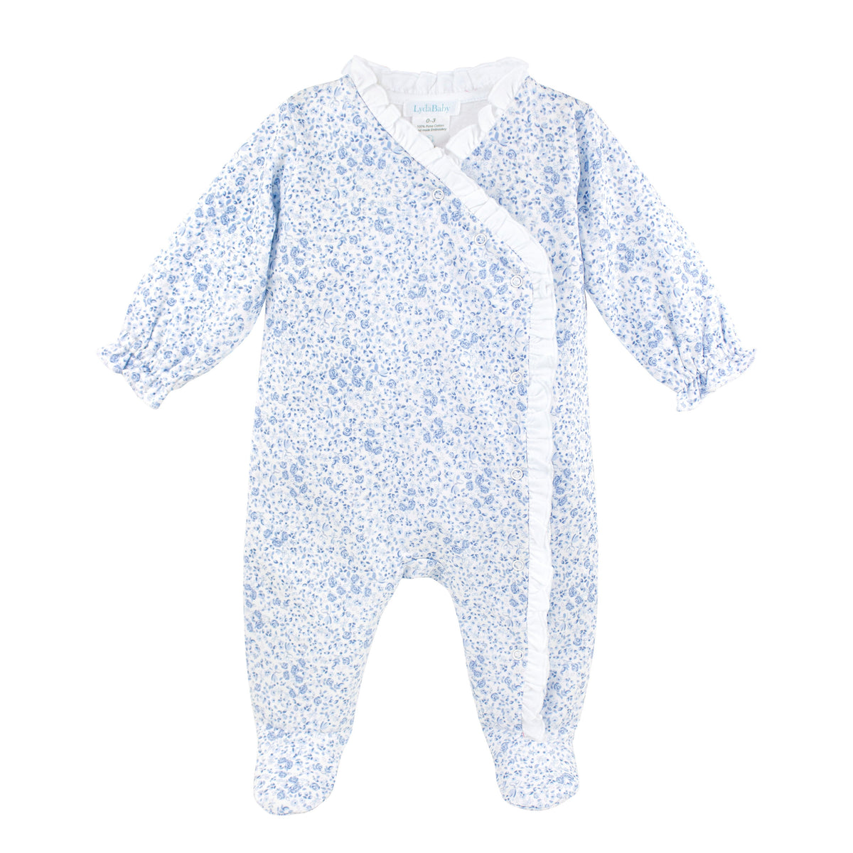Blue Roses Printed Footie | Baby Girl