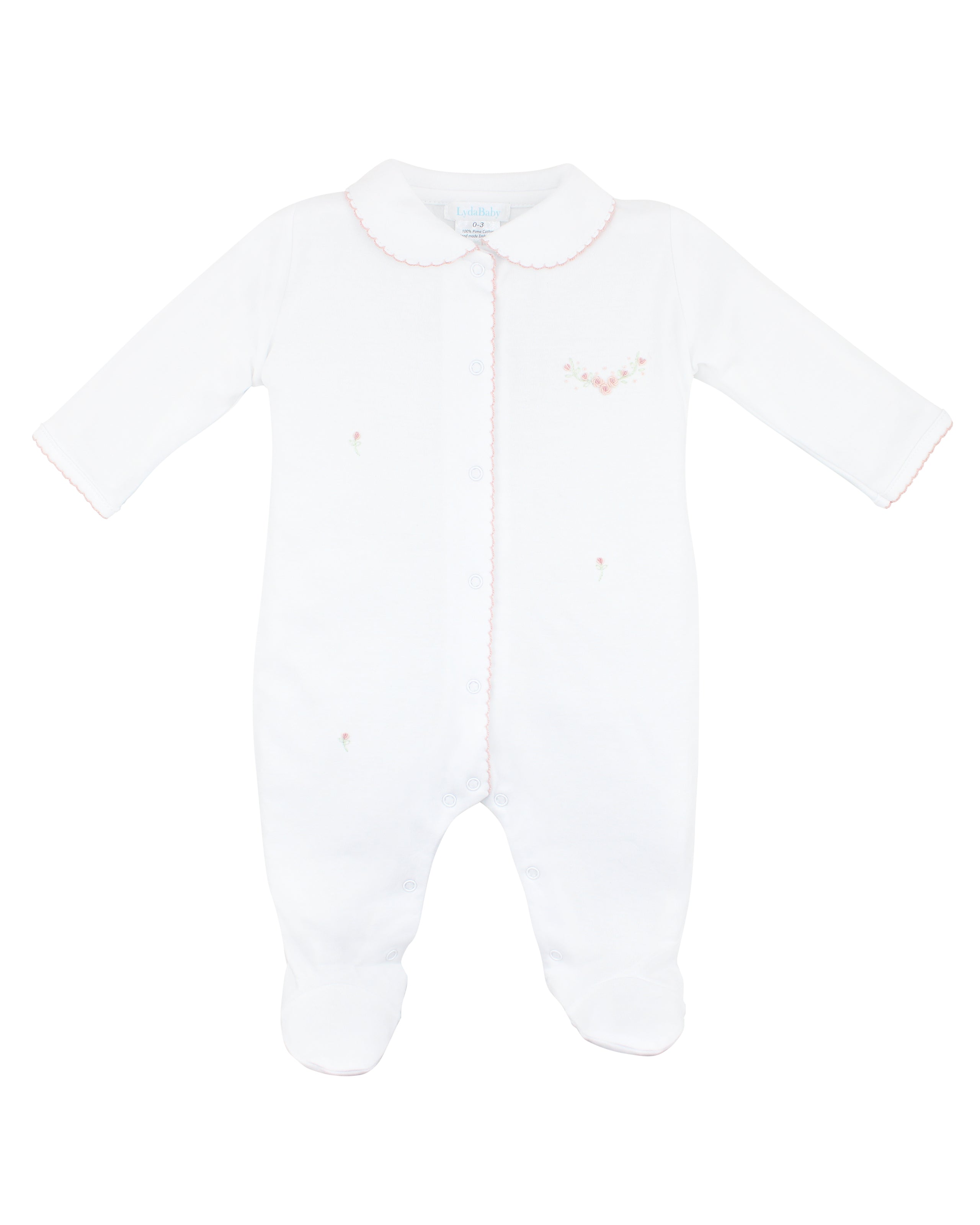 Roses Garden Embroidery Footie | Baby Girl