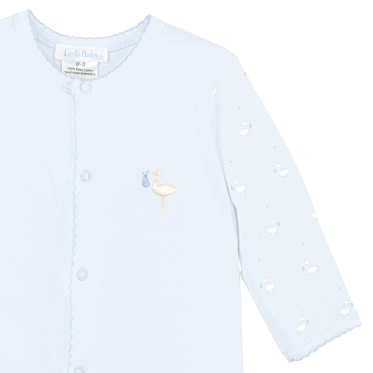 Baby Stork Printed And Embroidery Footie | Baby Boy