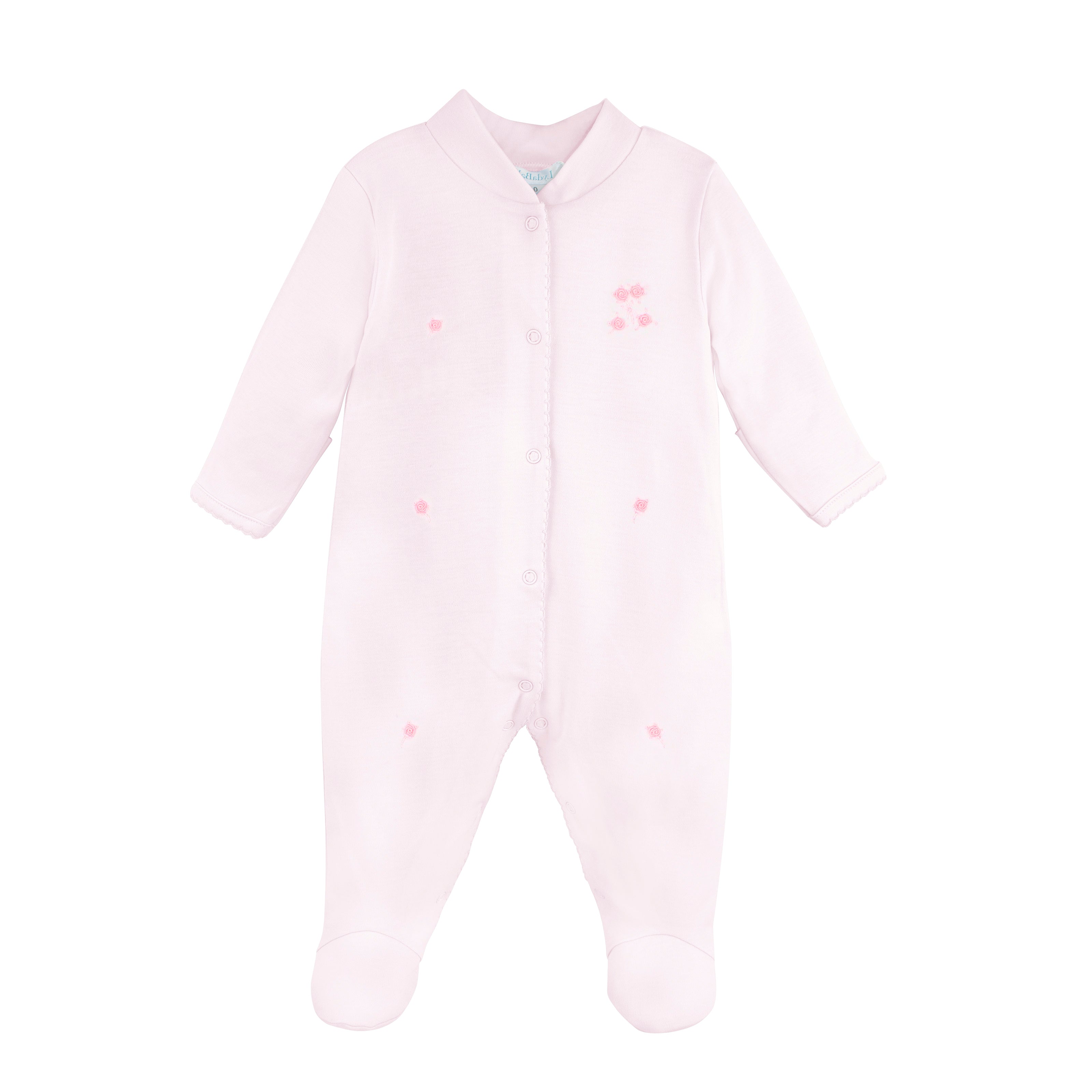 Sweet Roses Pink Embroidery Footie | Baby Girl