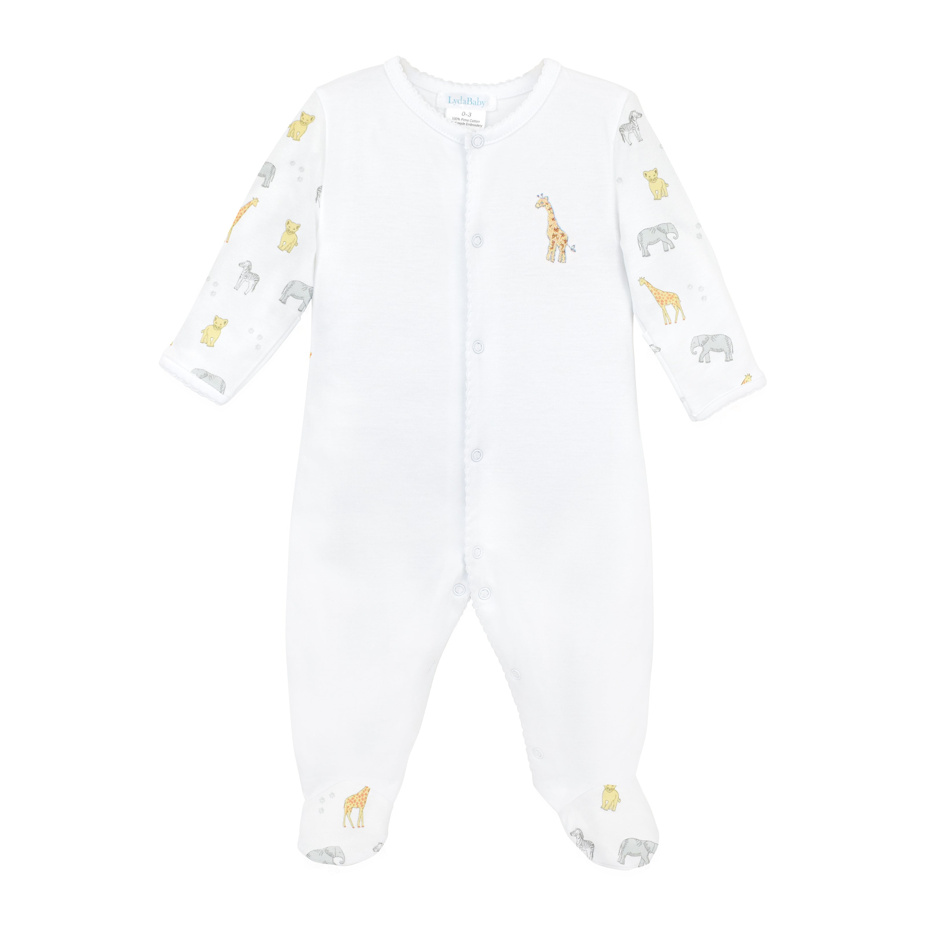 Safari Animals Printed And Embroidery Footie | Baby Unisex