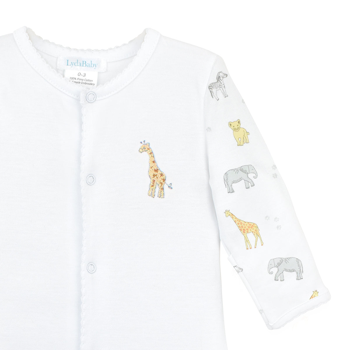 Safari Animals Printed And Embroidery Footie | Baby Unisex