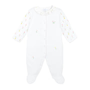 Tulip Flowers Printed And Embroidery Footie | Baby Girl