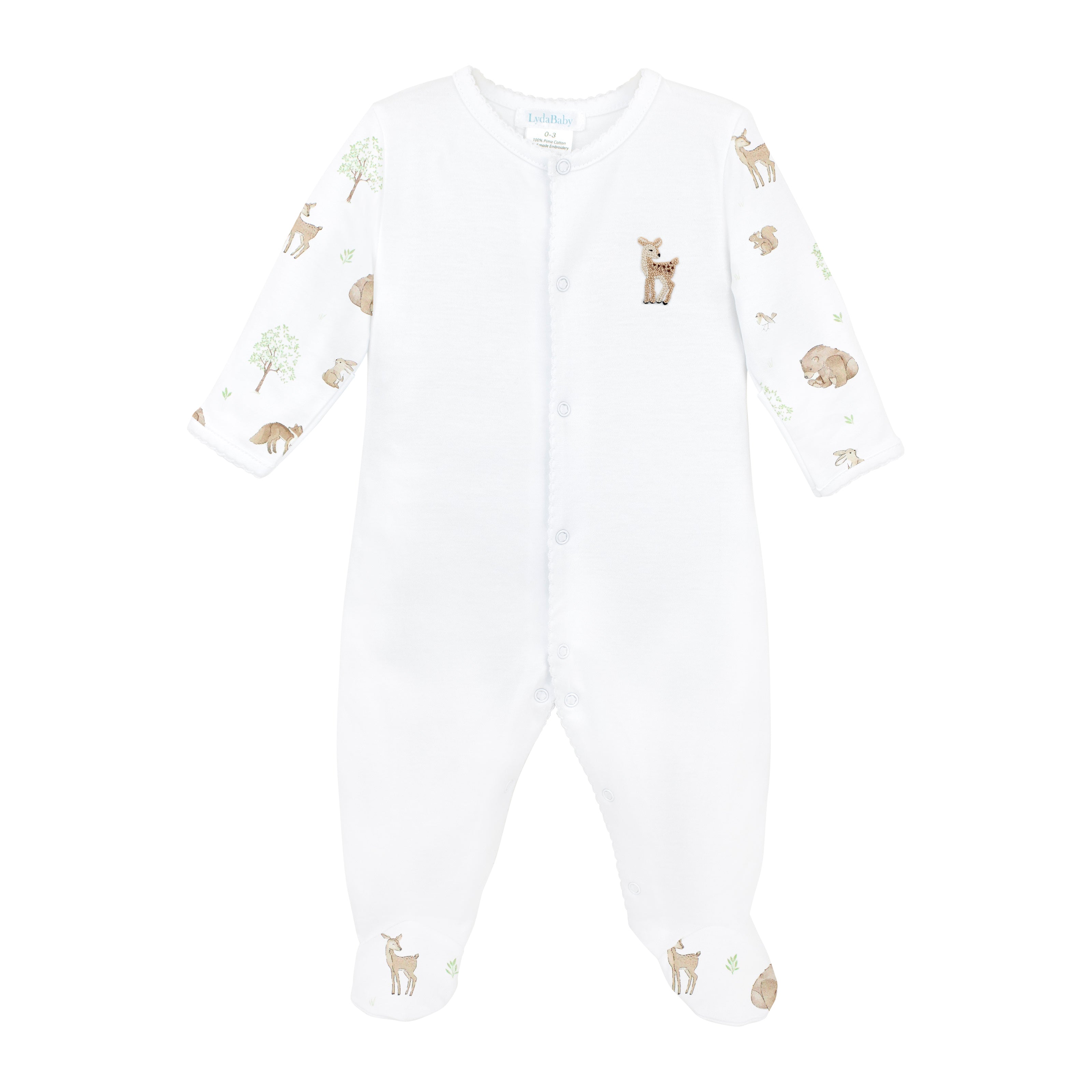 Woodland Friends Printed And Embroidery Footie | Baby Unisex
