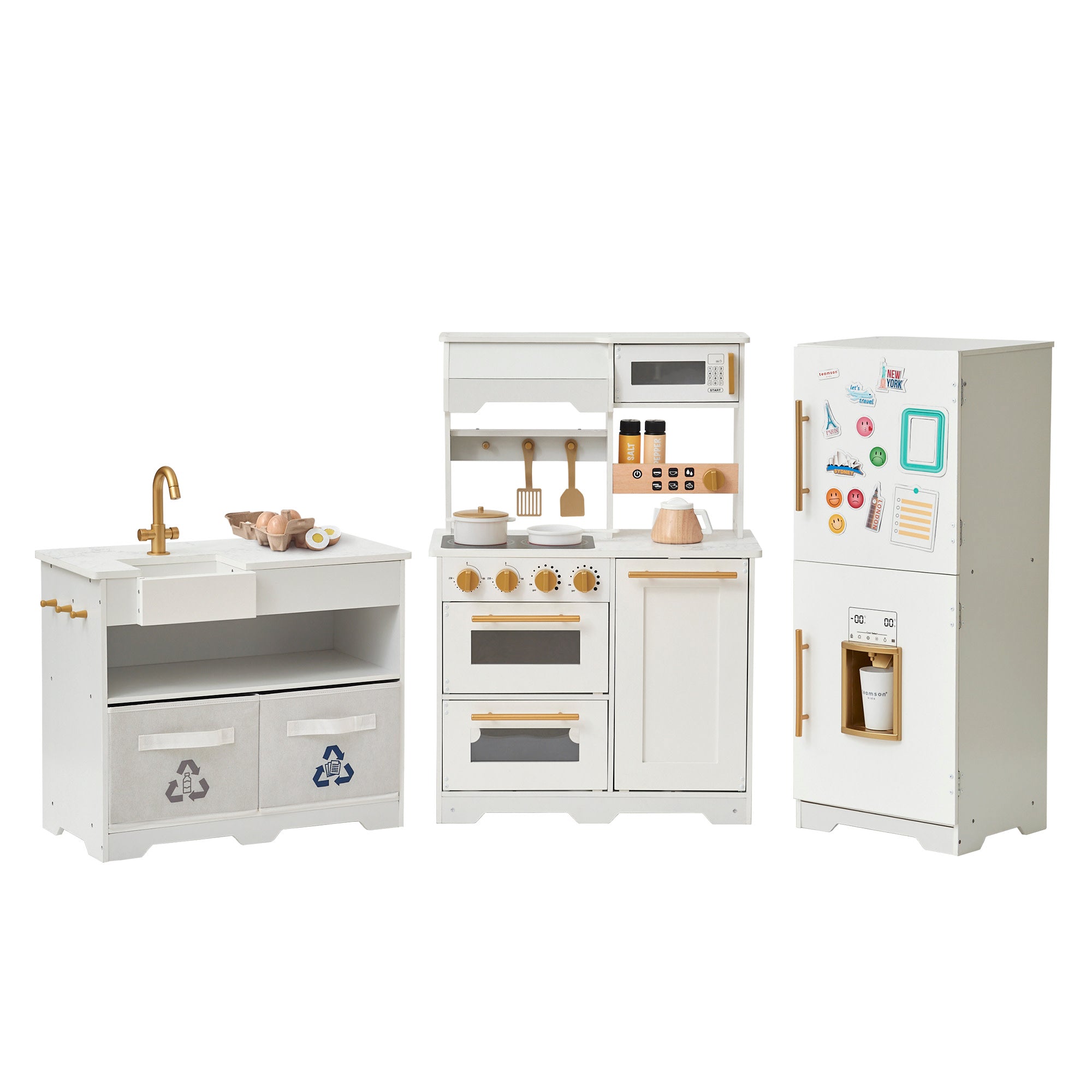 Teamson Kids - Little Chef Atlanta Large Modular Play Kitchen, White/gold