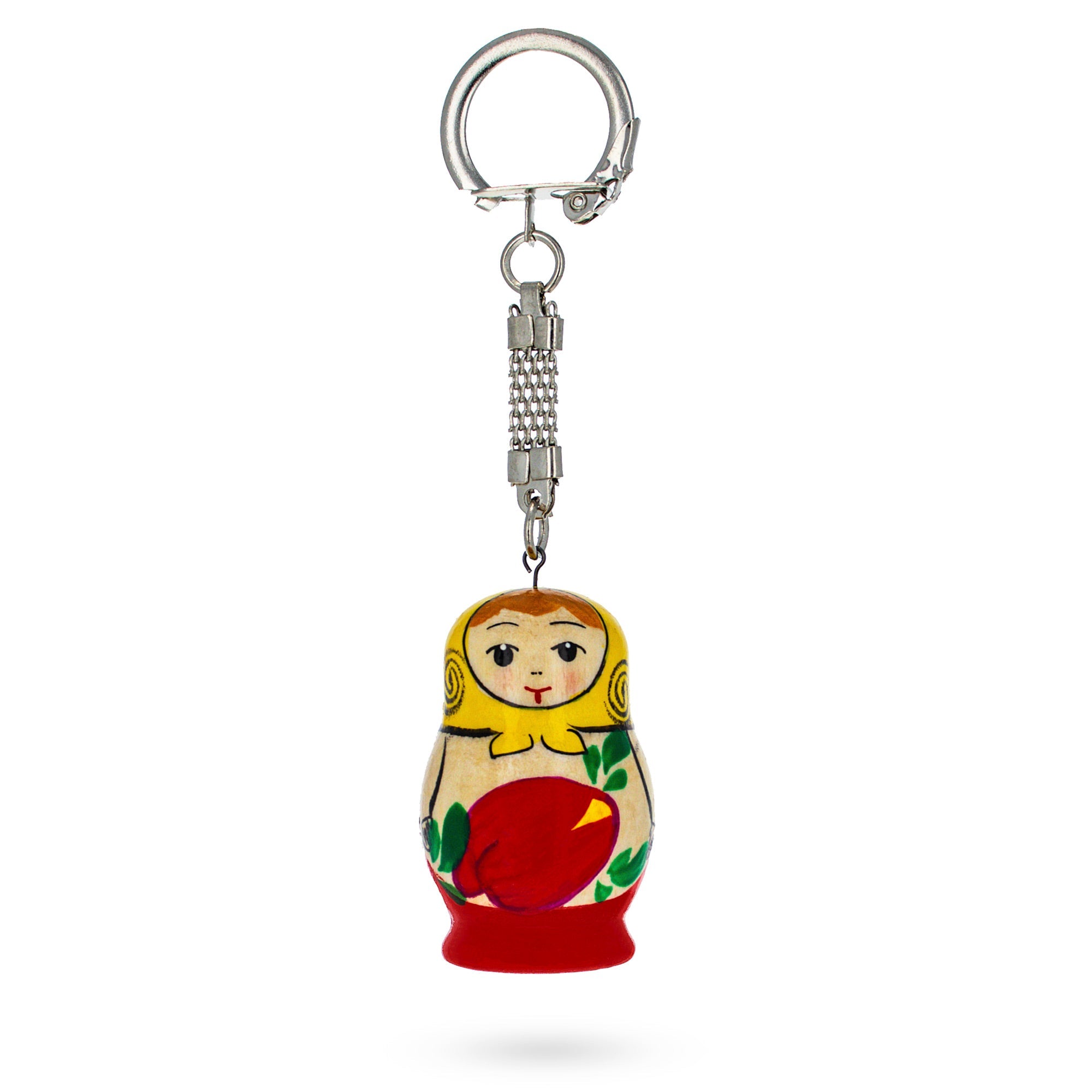 Floral Painting Matryoshka Wooden Key Chain