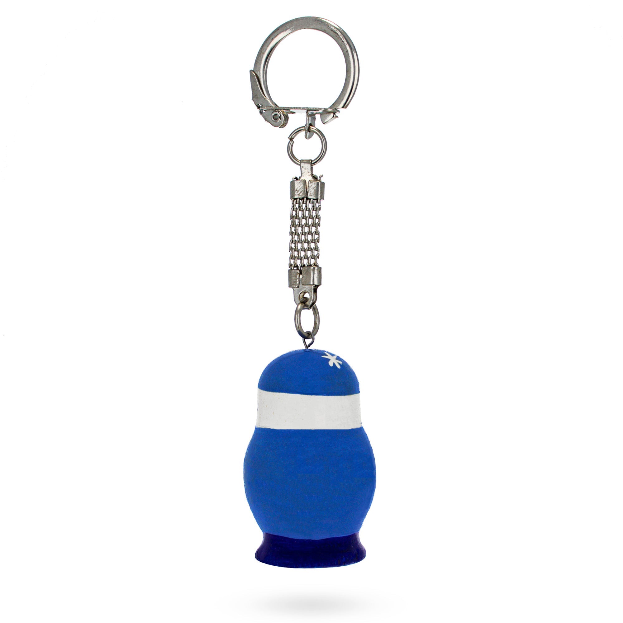 Santa In Blue Color Wooden Key Chain