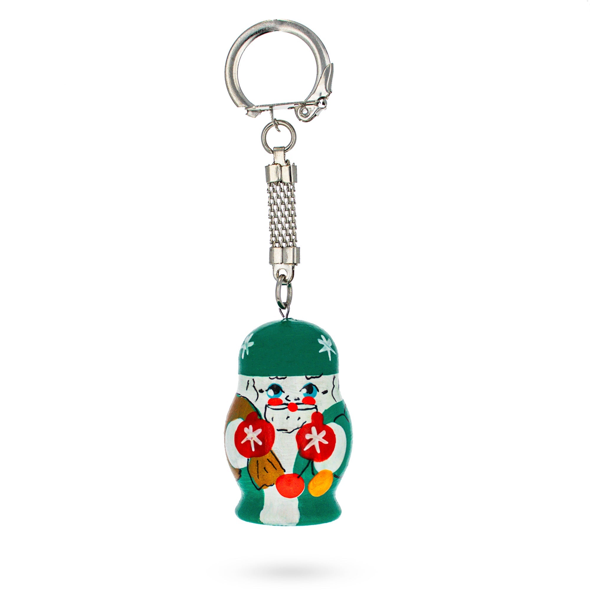 Santa With Presents Wooden Key Chain