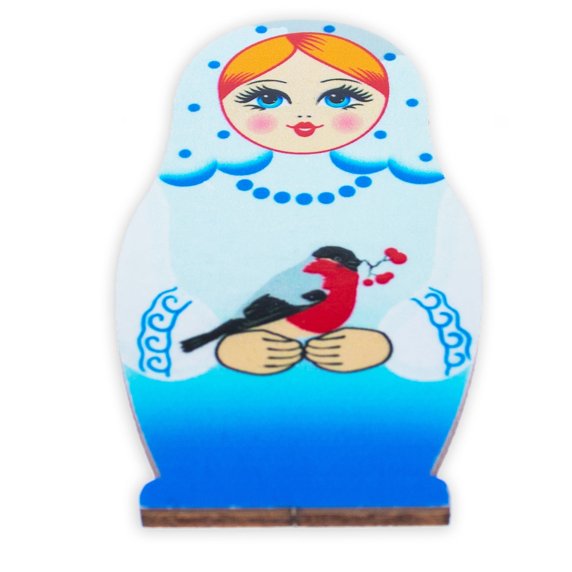 Girl With Bird Wooden Fridge Magnet