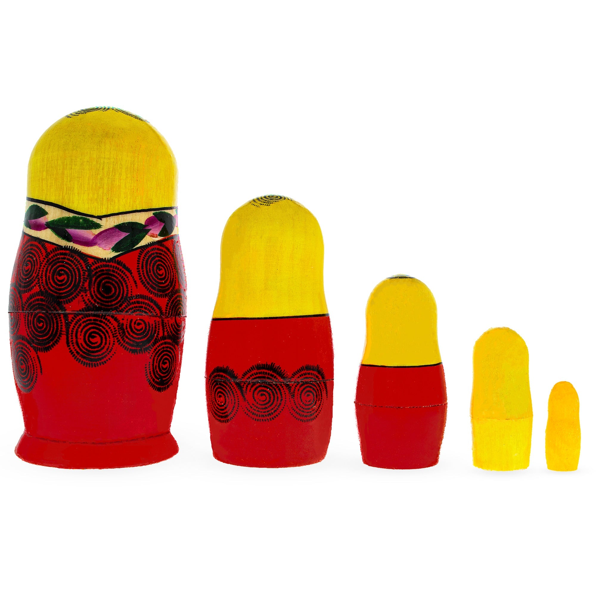 Set Of 5 Traditional Style Matryoshka Wooden Nesting Dolls