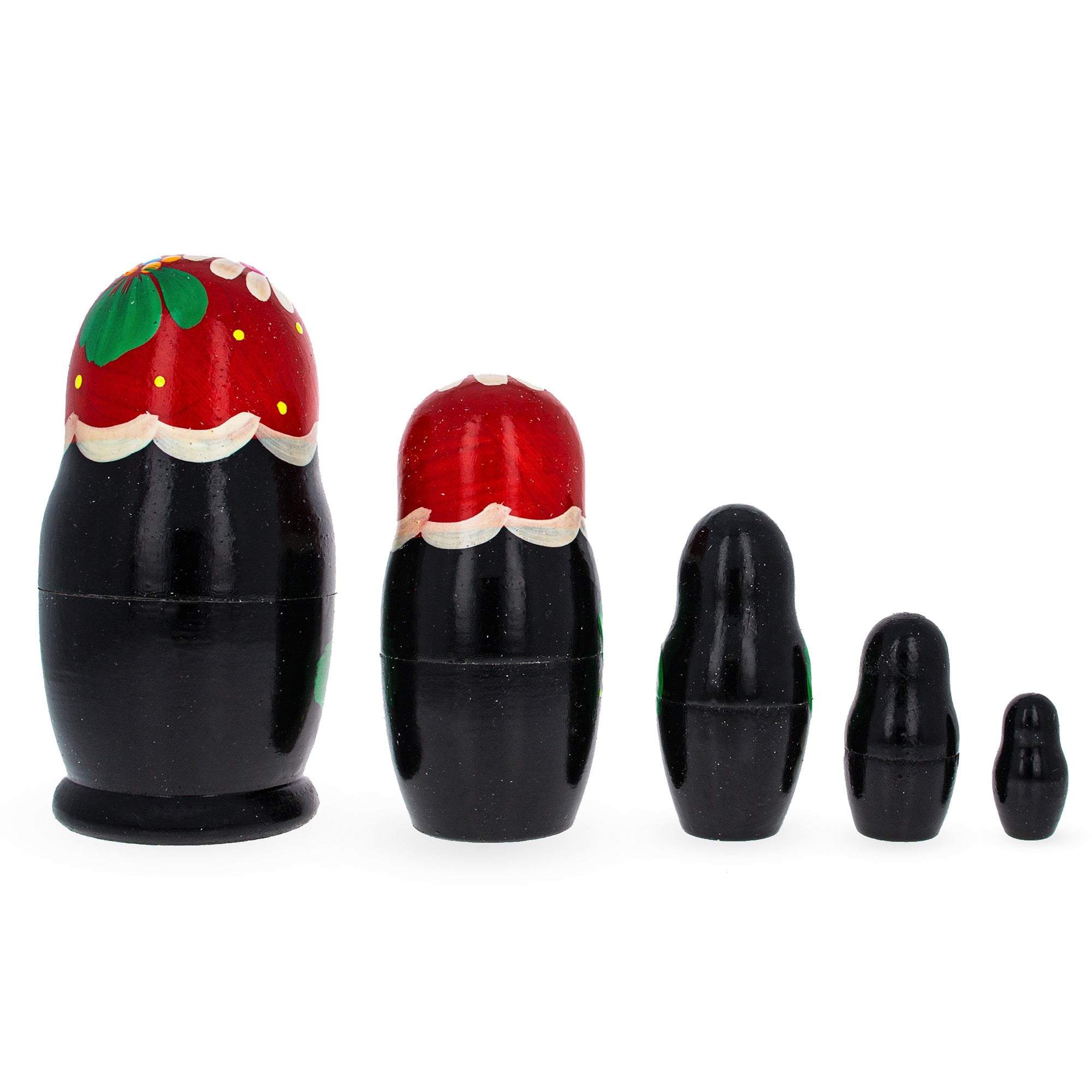 Beautiful Wooden  With Red Color Hood And White Flowers Nesting Dolls