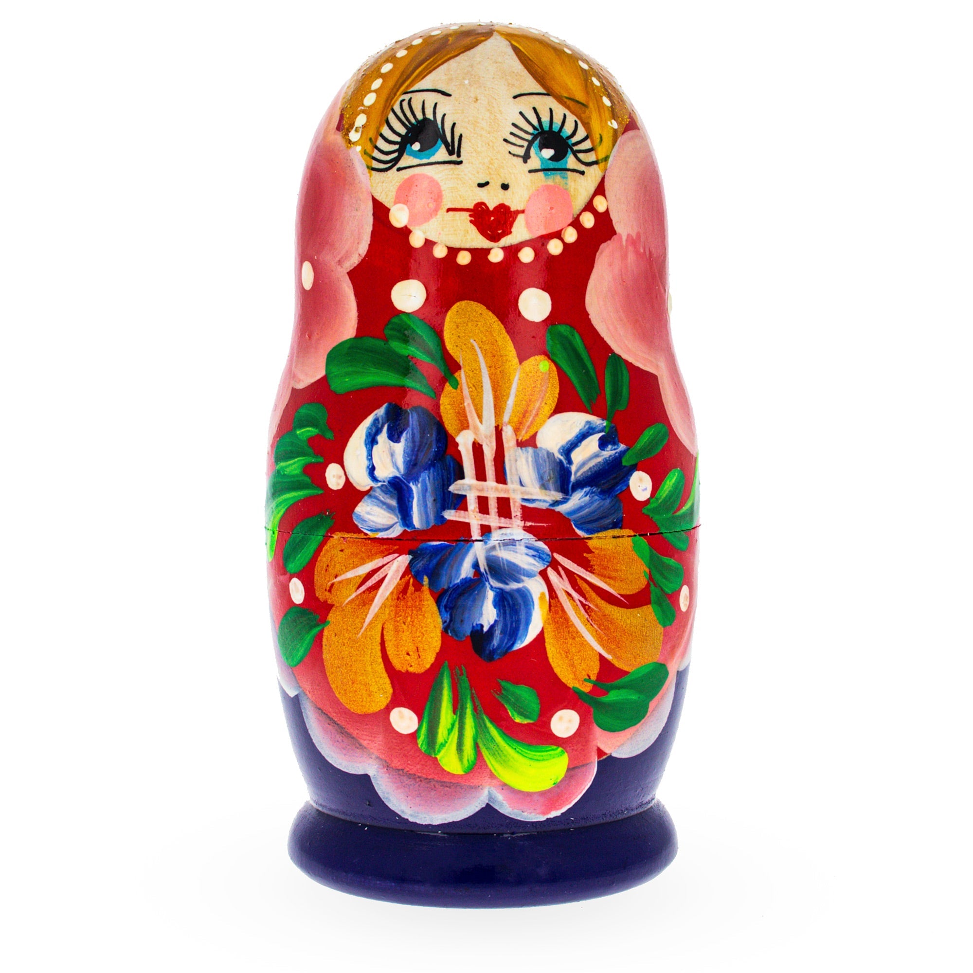 Beautiful Wooden  With Red Color Hood And Flowers Nesting Dolls