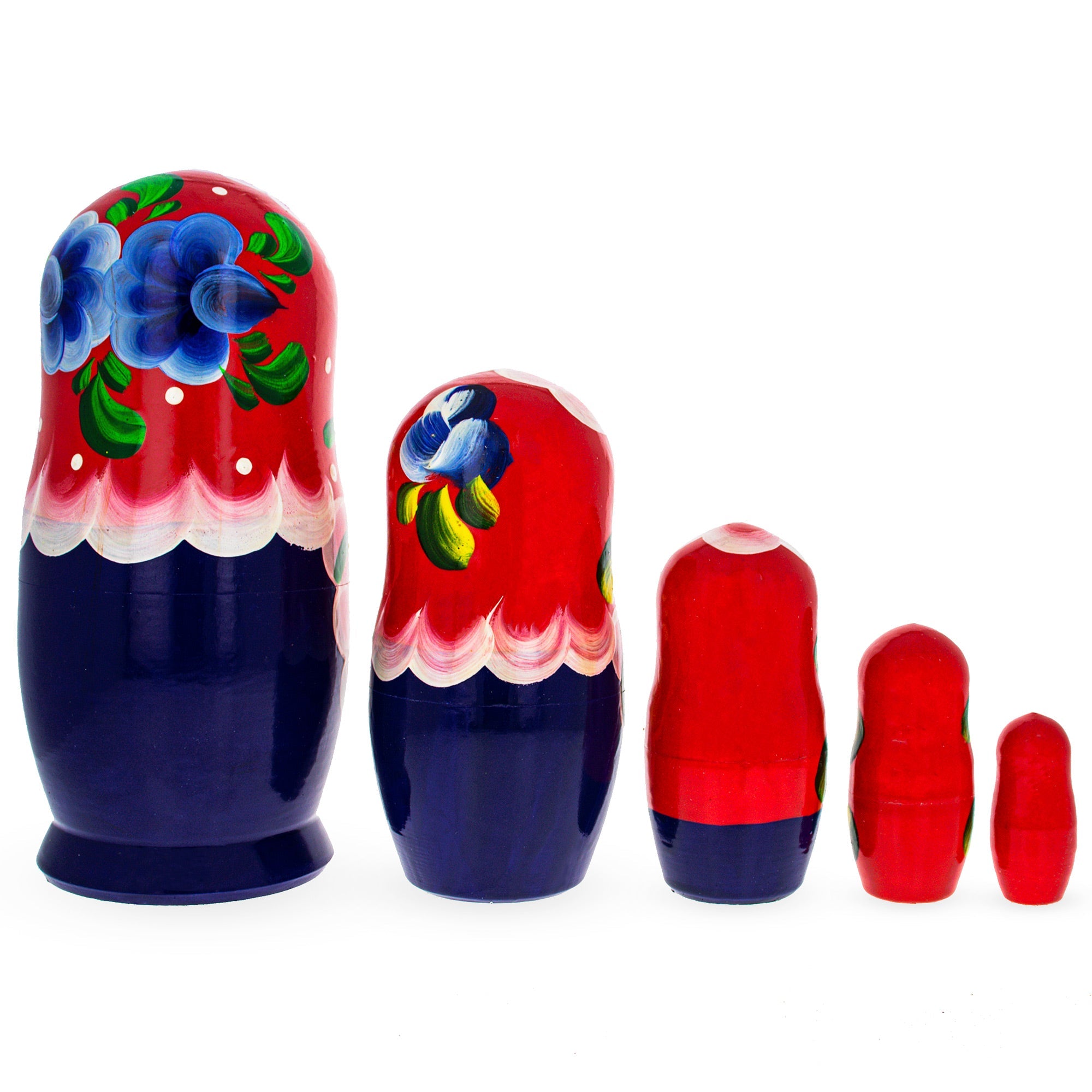 Beautiful Wooden  With Red Color Hood And Flowers Nesting Dolls