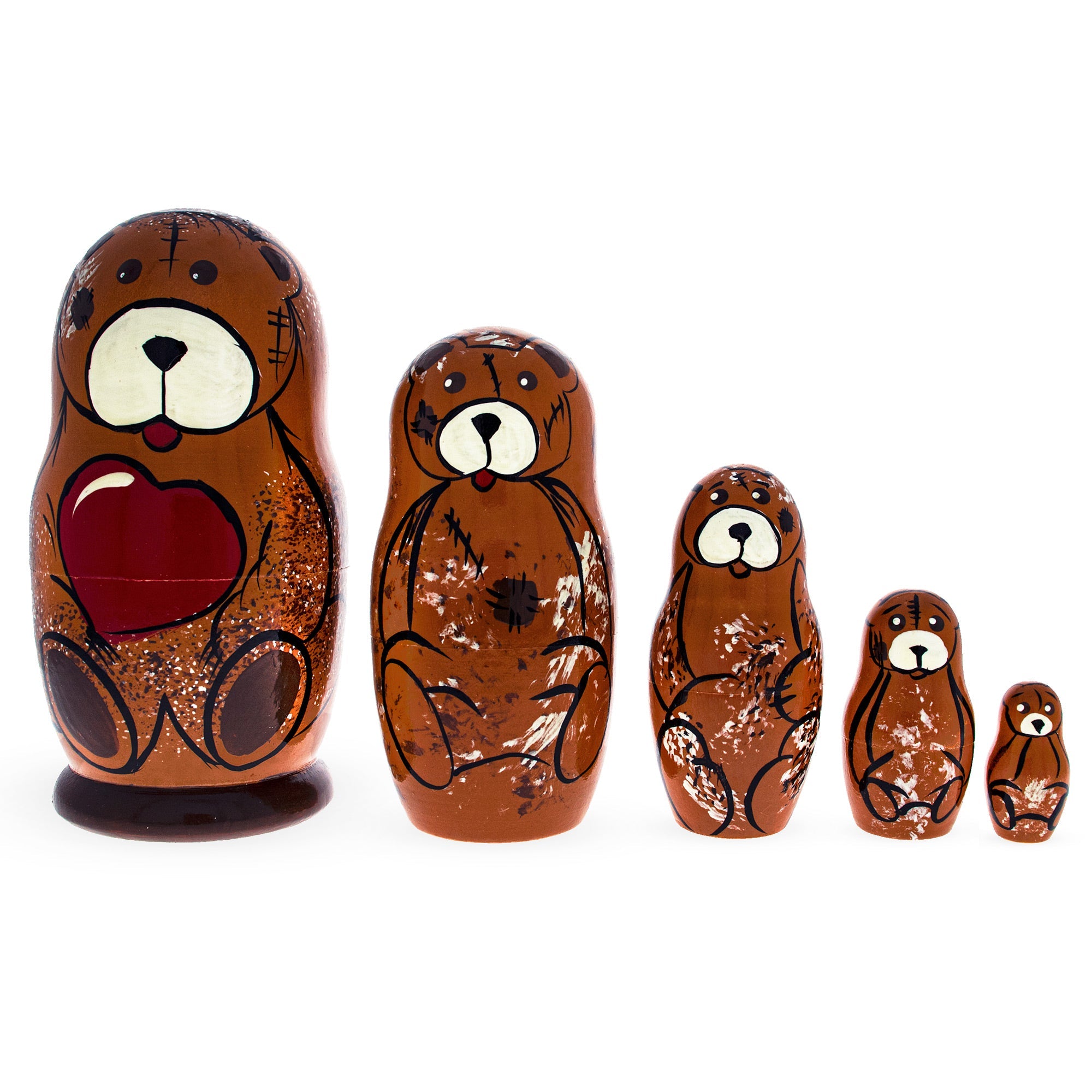 5 Pieces Bear Family  Wooden Nesting Dolls