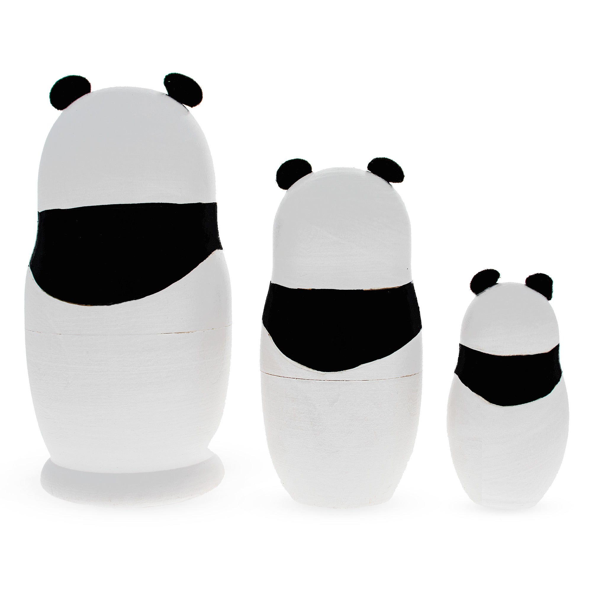 Set Of 3 Panda Family Wooden Nesting Dolls