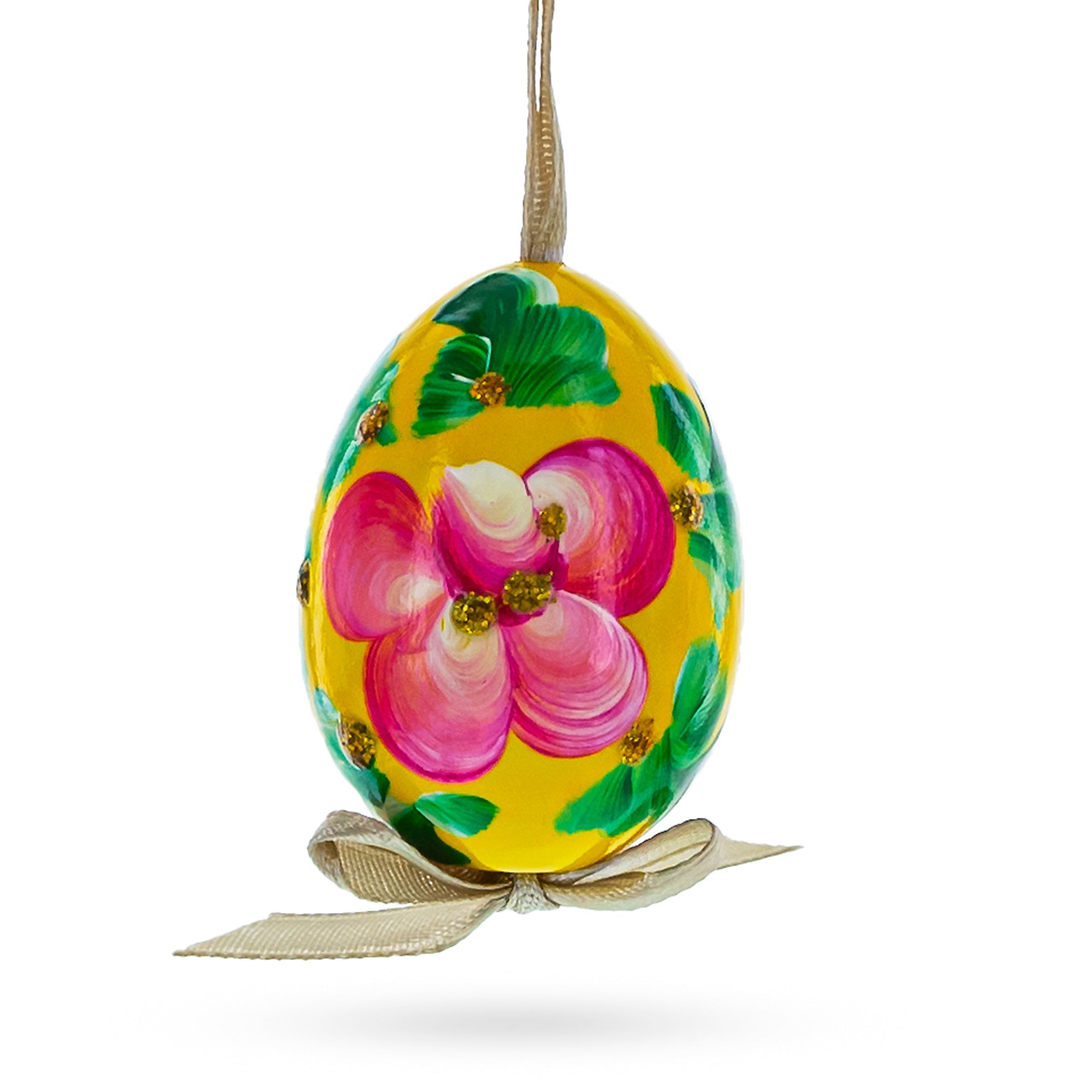 Flowery Painting Miniatured Multicolored Wooden Easter Egg Ornaments