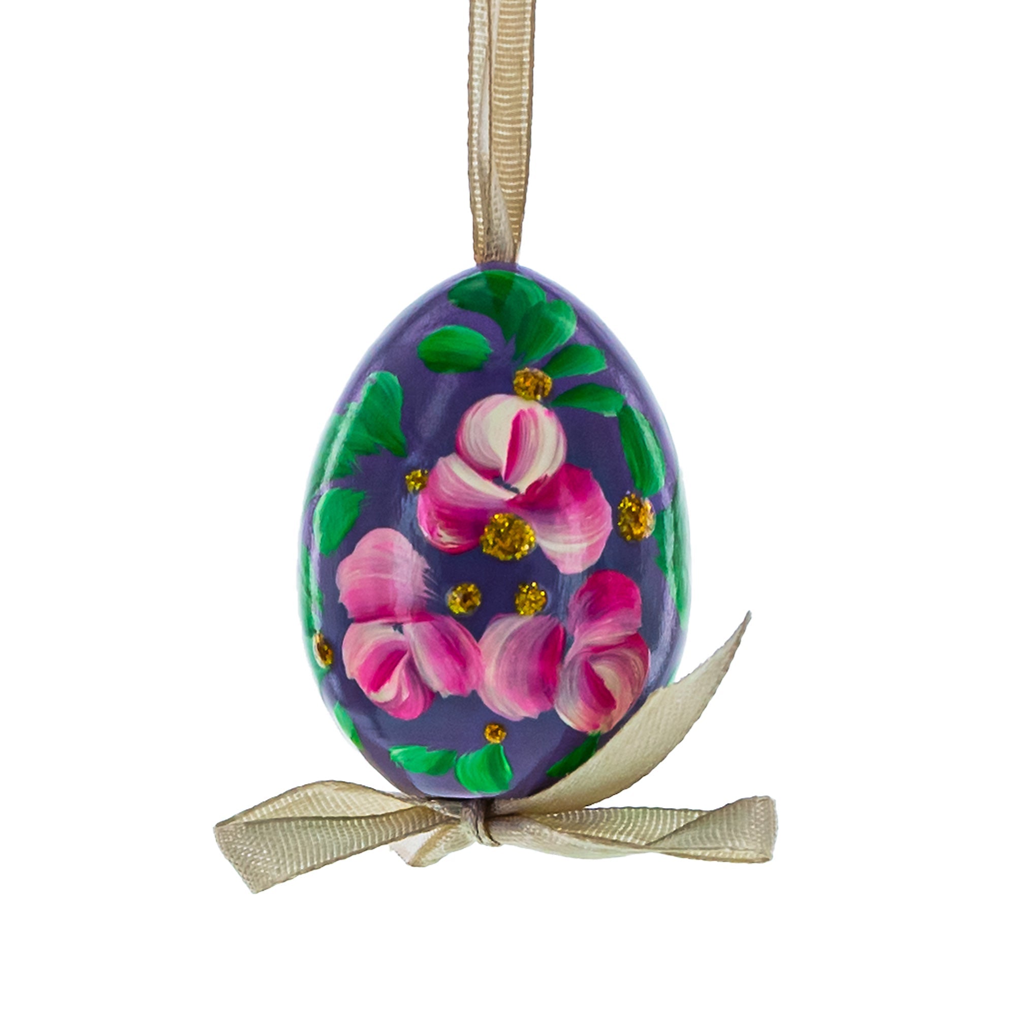 Flowery Painting Miniatured Multicolored Wooden Easter Egg Ornaments