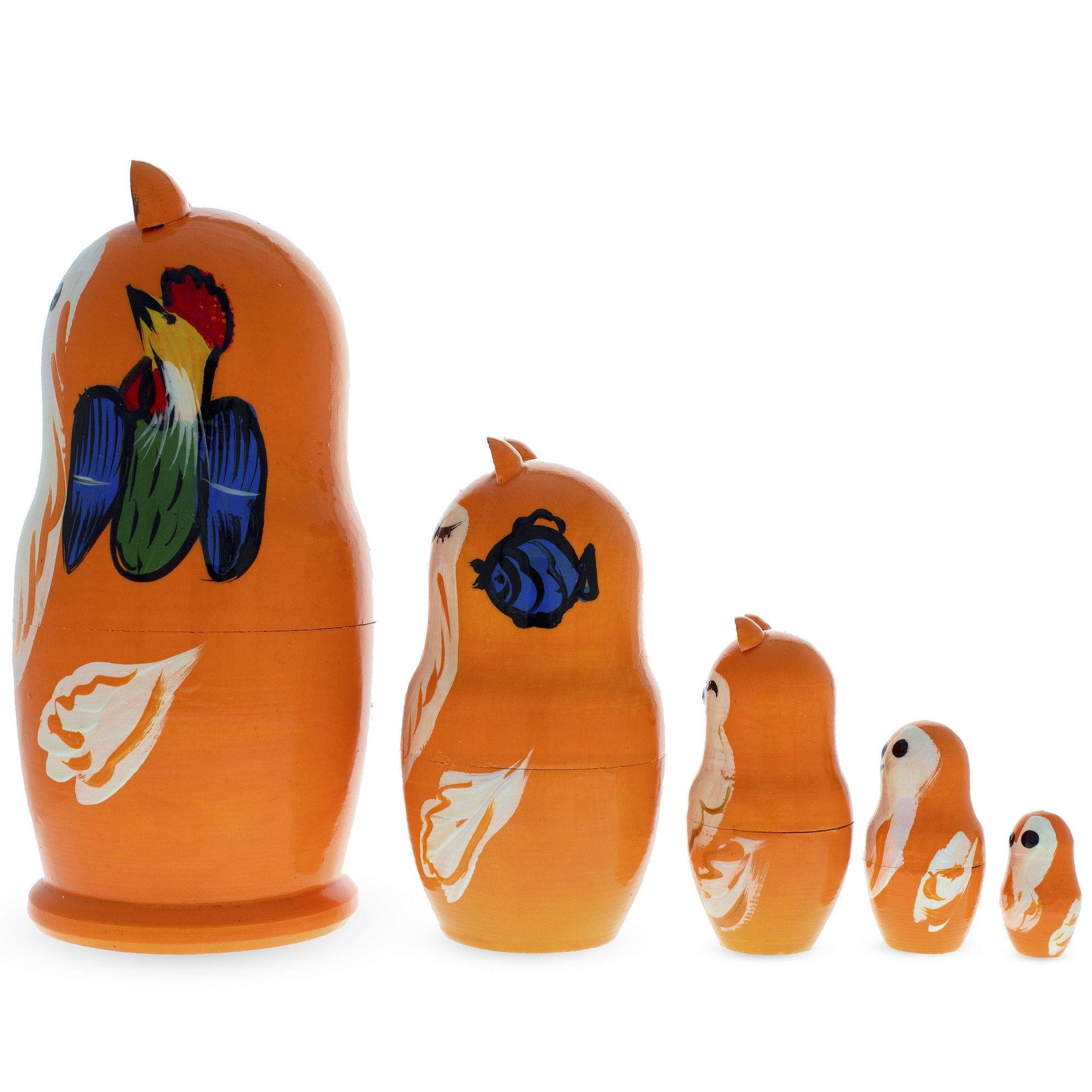 Set Of 5 Fox Family Wooden Nesting Dolls