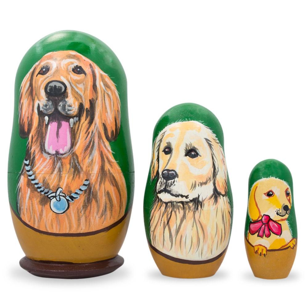 Set Of 3 Labrador Retrievers Wooden Nesting Dolls 4.25 Inches