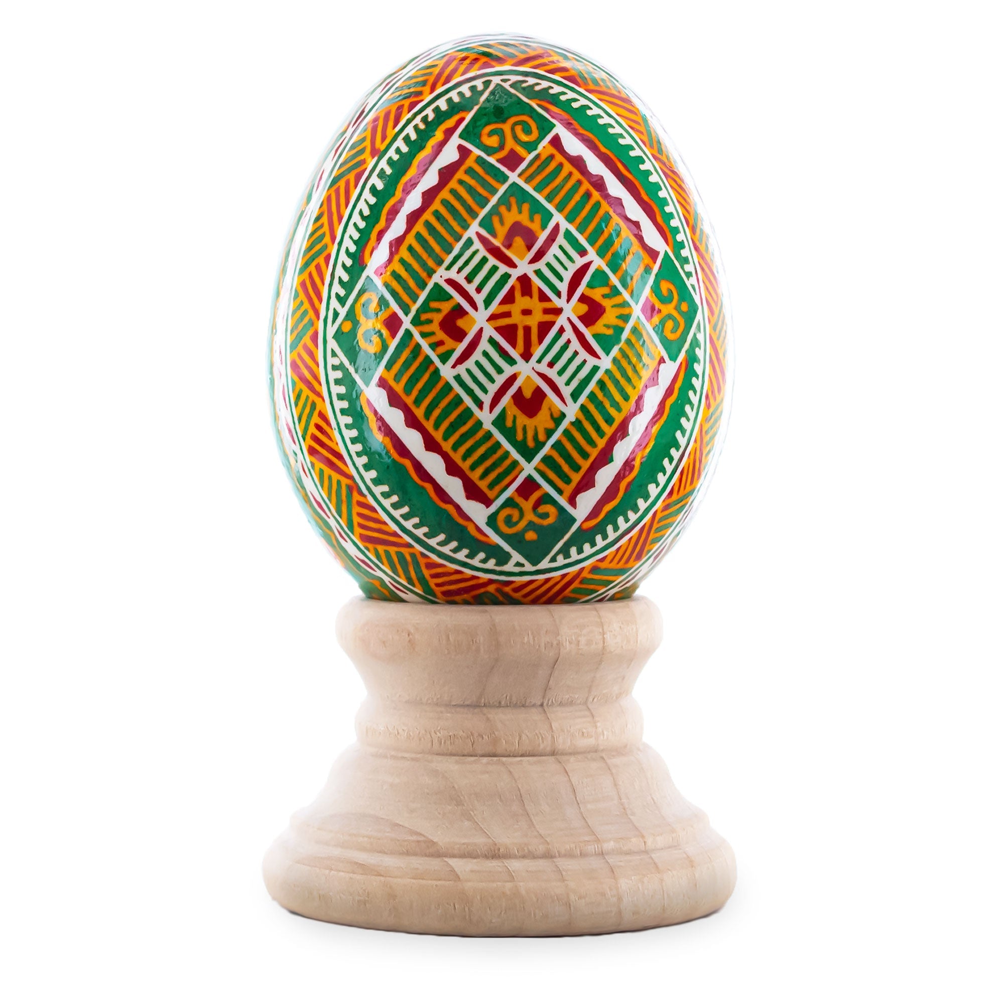 Geometrical Green Authentic Blown Real Eggshell Ukrainian Easter Egg Pysanka