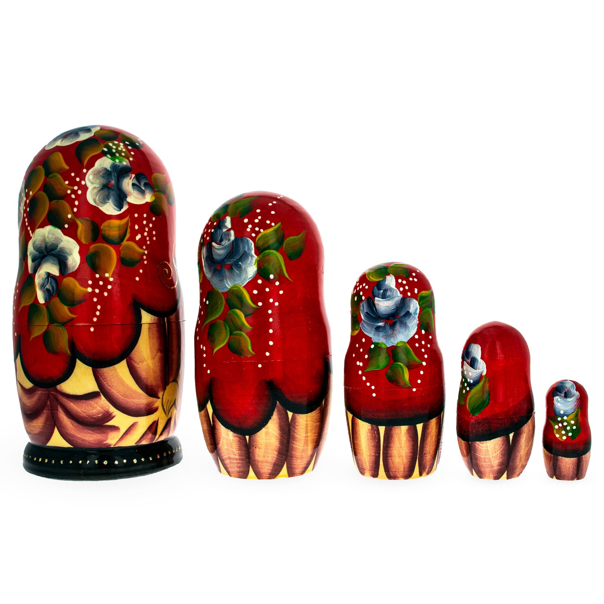 Set Of 5 Little Red Riding Hood Wooden  Nesting Dolls 7 Inches