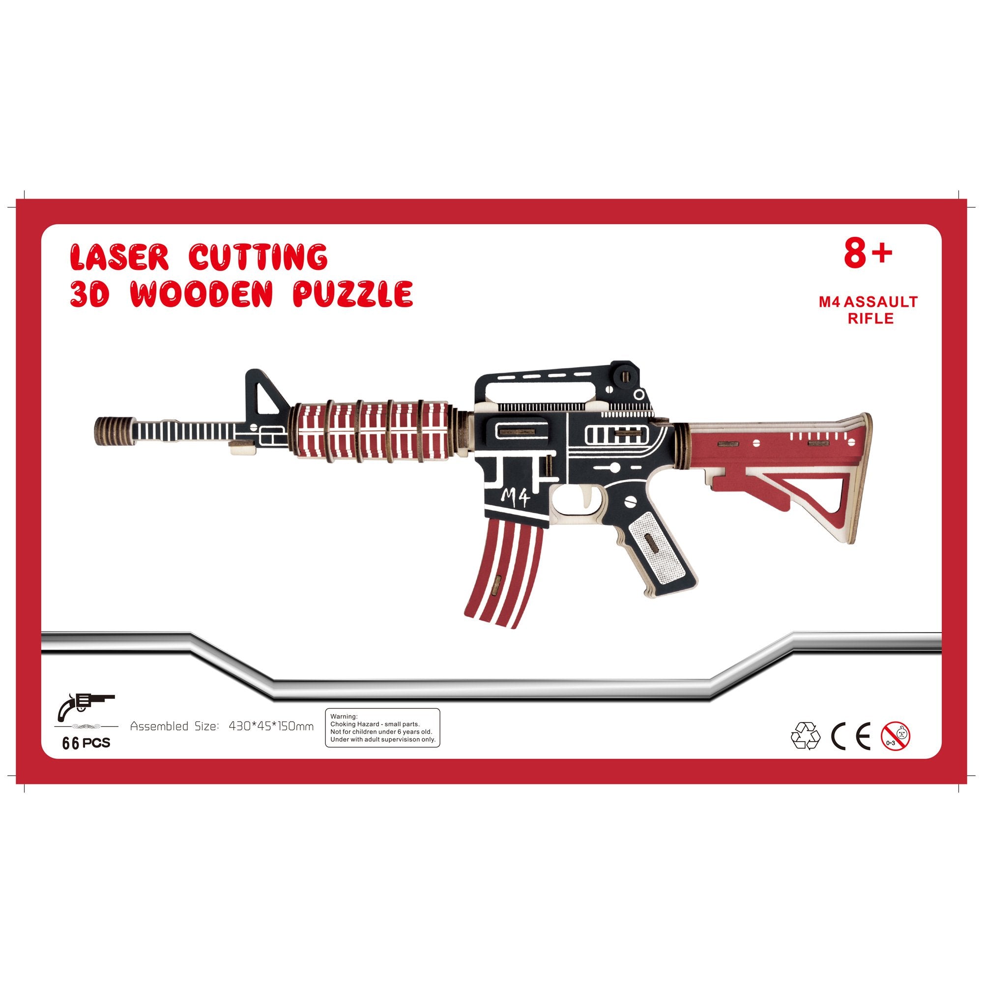 M4 Ar-15 Model Kit - Wooden Laser-cut 3d Puzzle (66 Pcs)