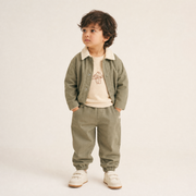 Organic Twill Joggers Pants - Olive