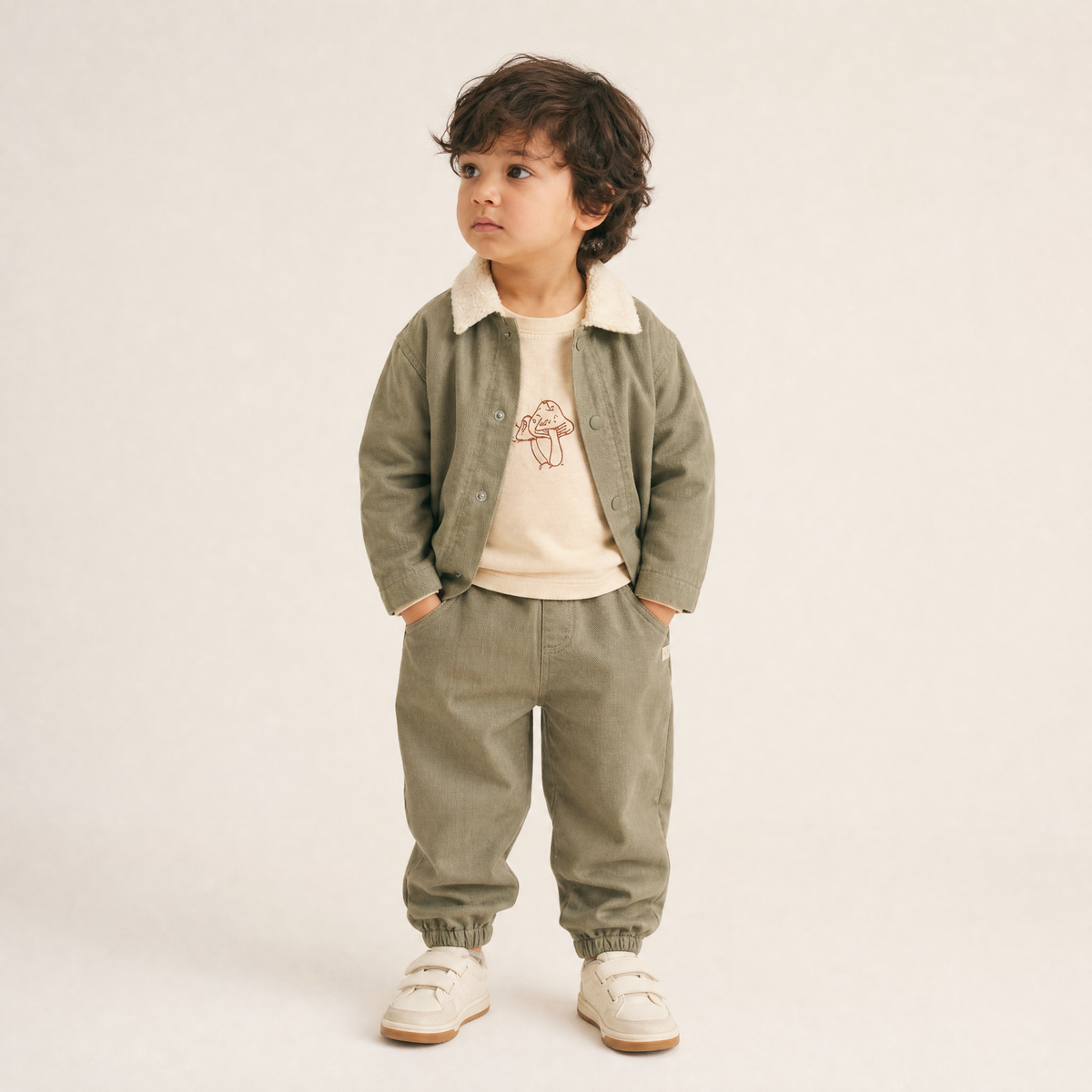 Organic Twill Joggers Pants - Olive