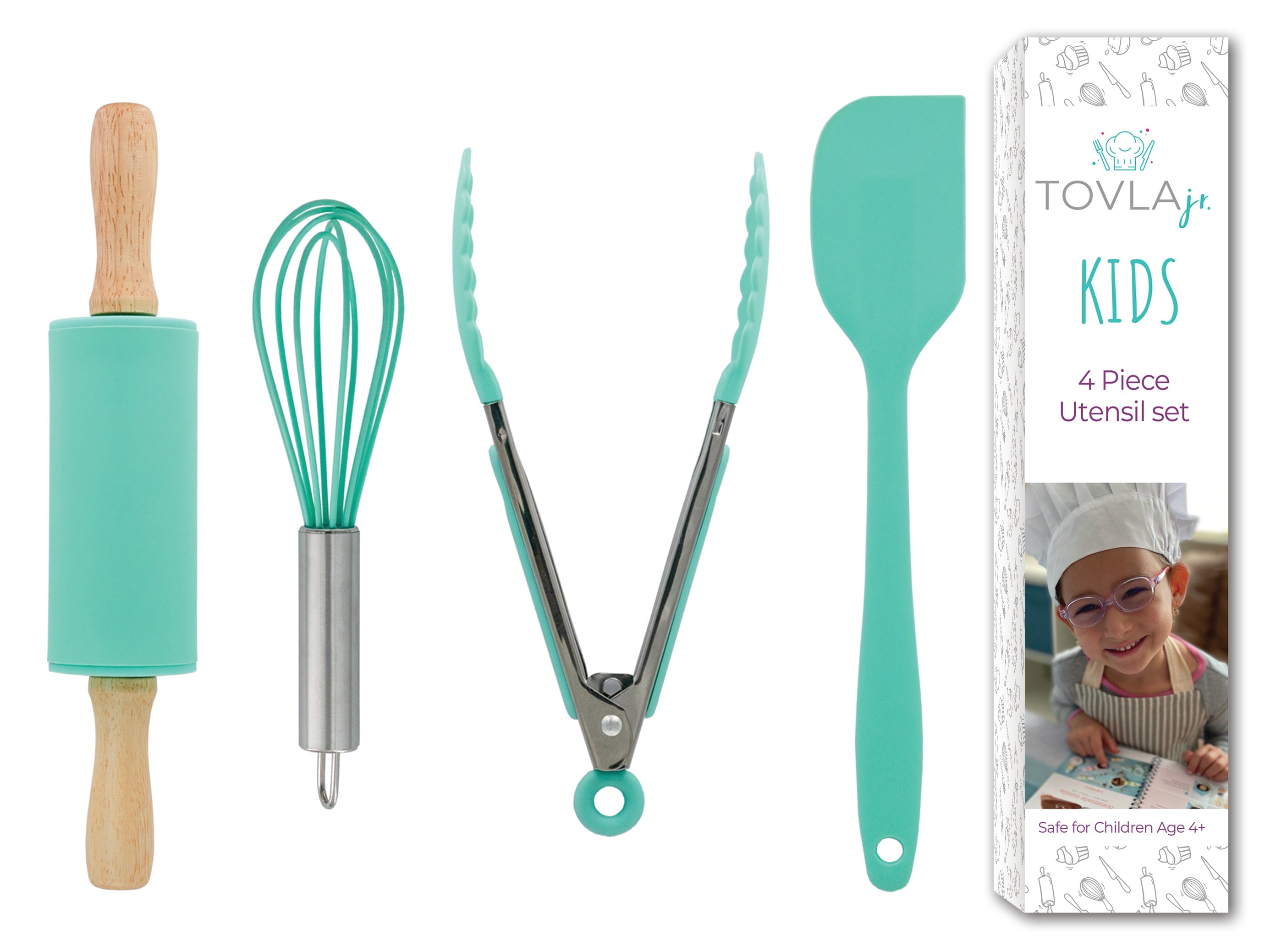 Tovla Jr. Kids Cooking Utensils Set | 4-piece Kitchen Tool Set For Young Chefs