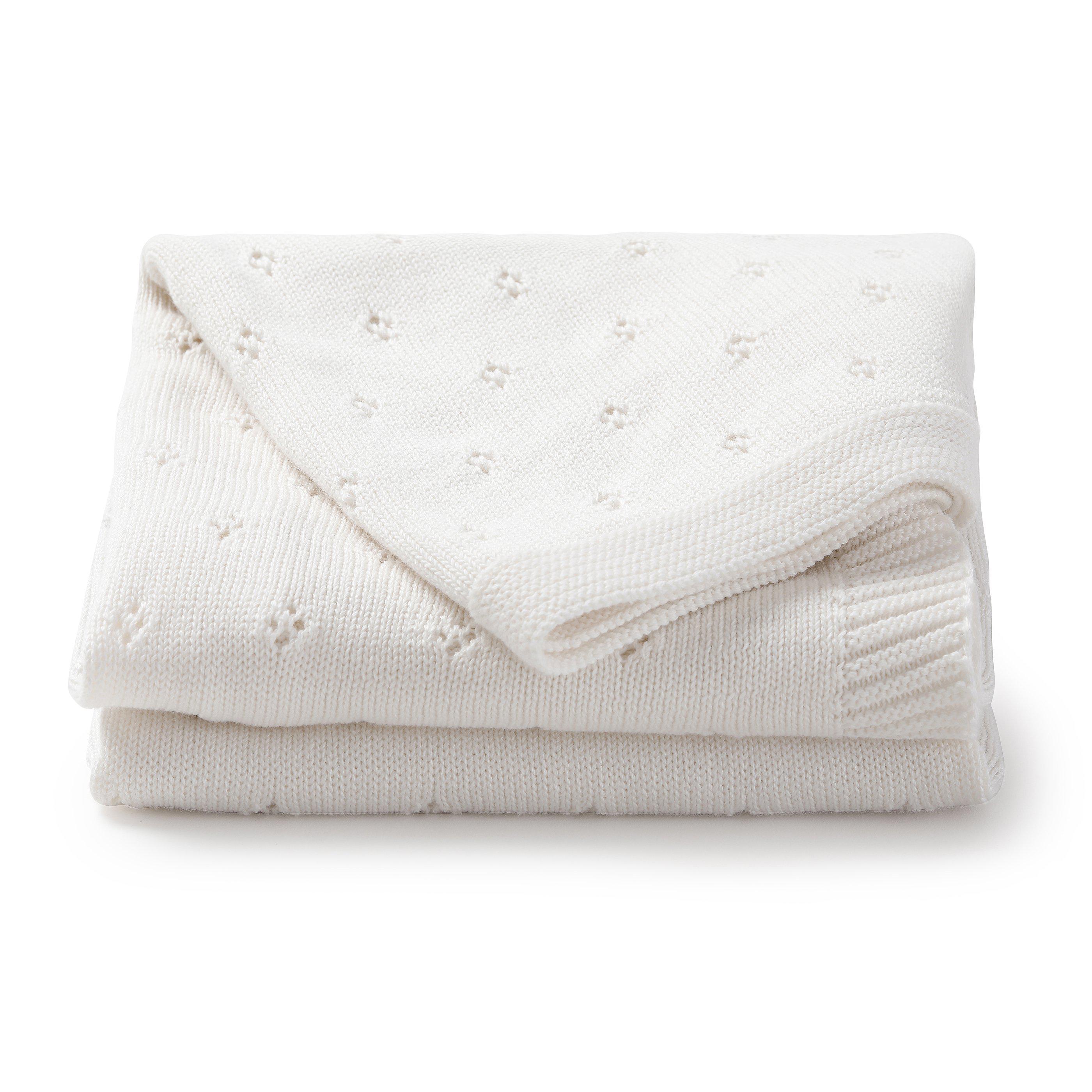 Organic Cotton Pointelle Baby Blanket - Ella Ivory