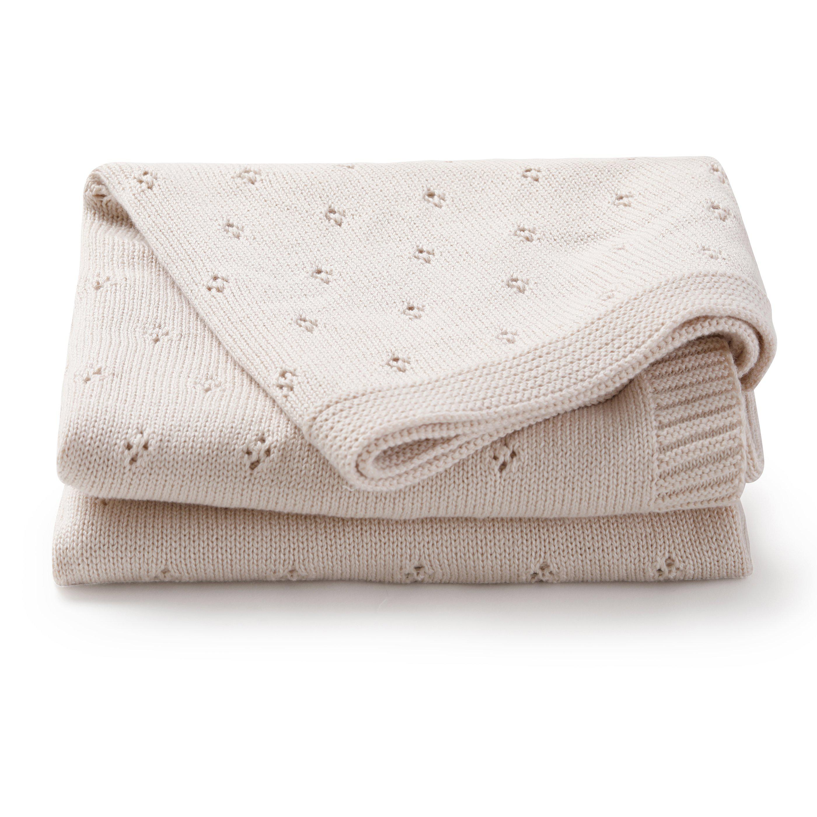 Organic Cotton Pointelle Baby Blanket - Nora Shell