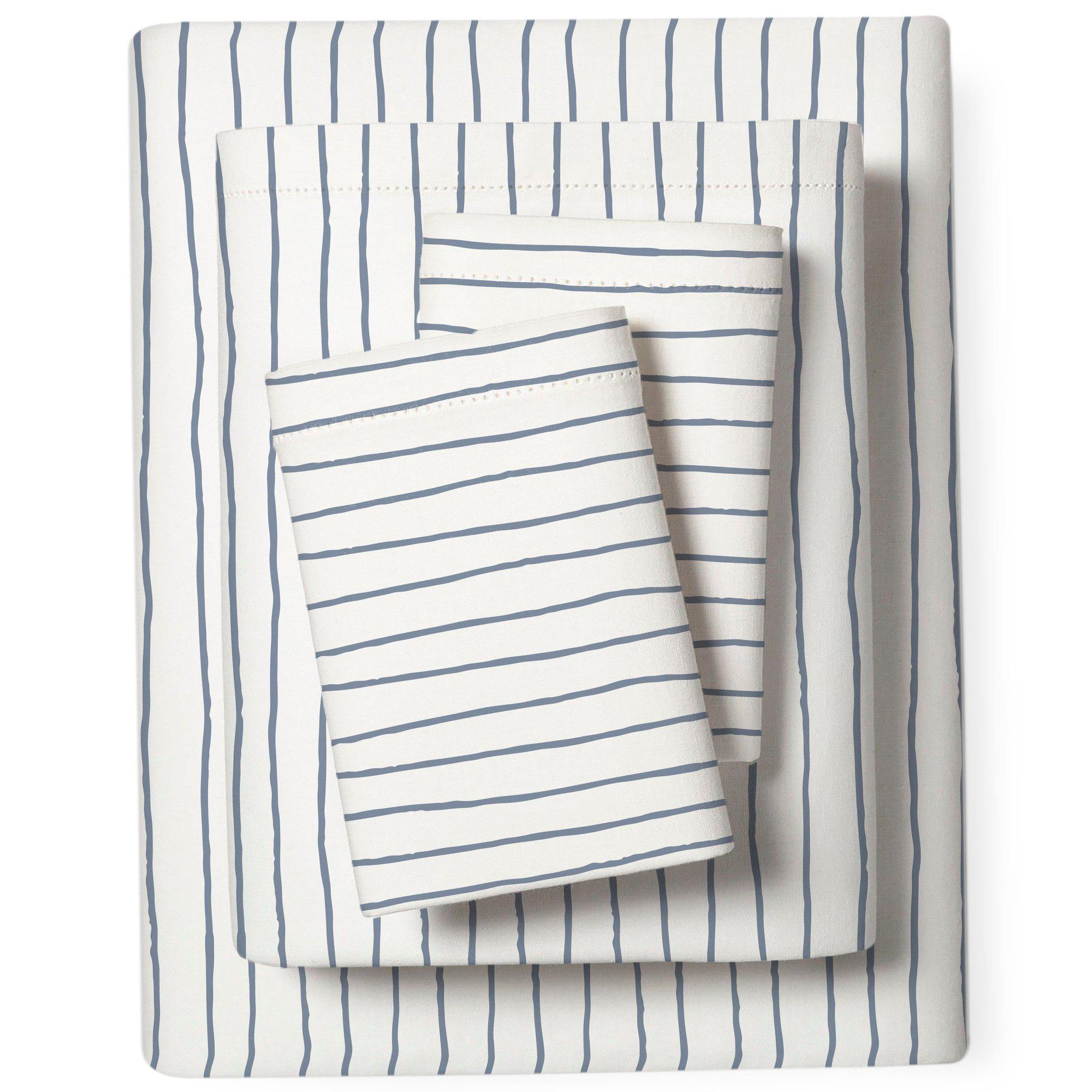 Organic Cotton Sheet Set - Cobi Blue Stripes