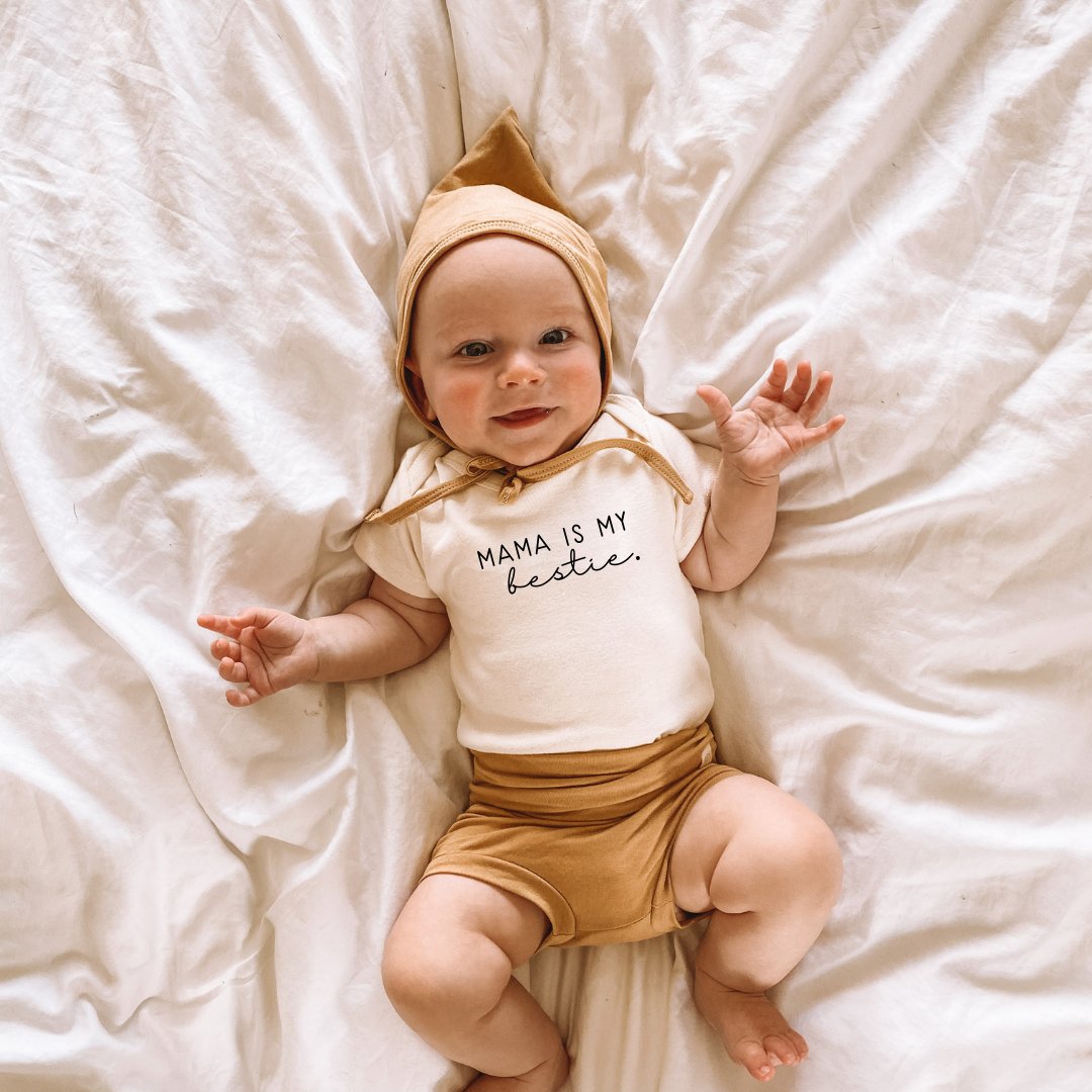 Mama Is My Bestie Organic Cotton Baby Bodysuit Short Sleeve