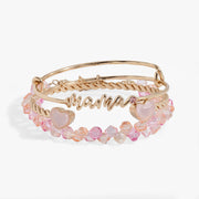 'mama' Pink Beaded Bangle Set Of 3
