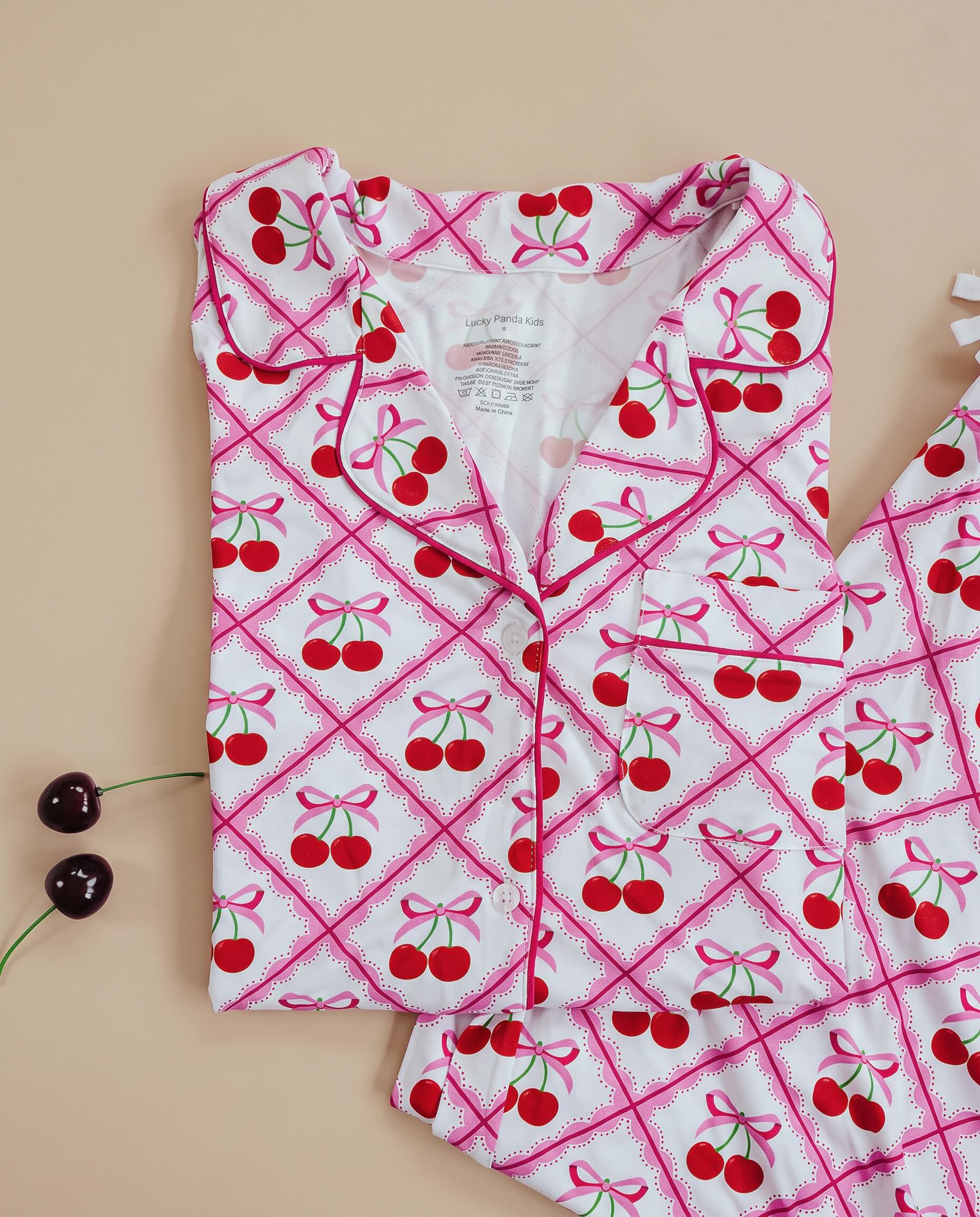 Bamboo Women's Button Up Set | Cherry Bow