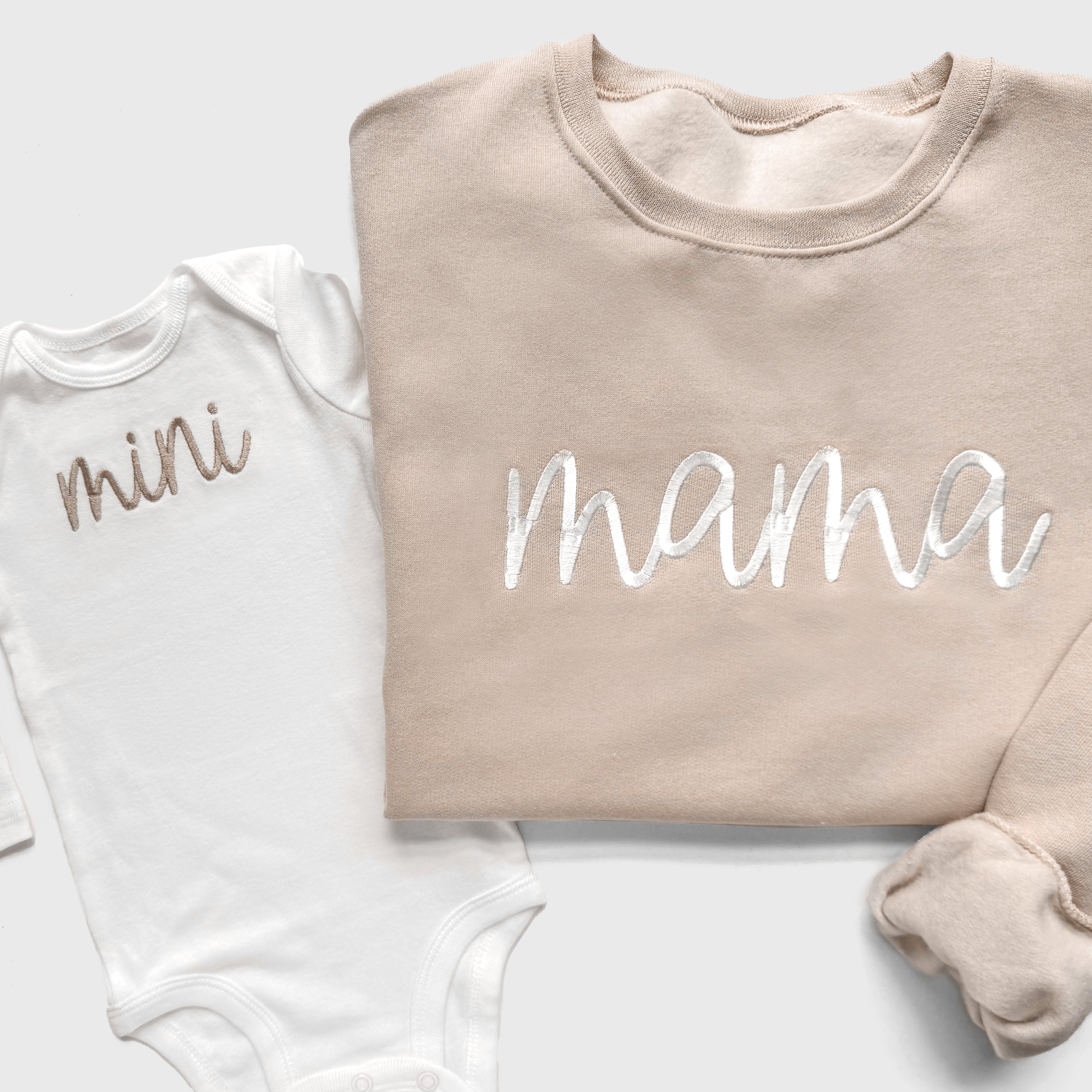 Mama & Mini Matching Sweatshirt Set | Mother Daughter Embroidered Outfit
