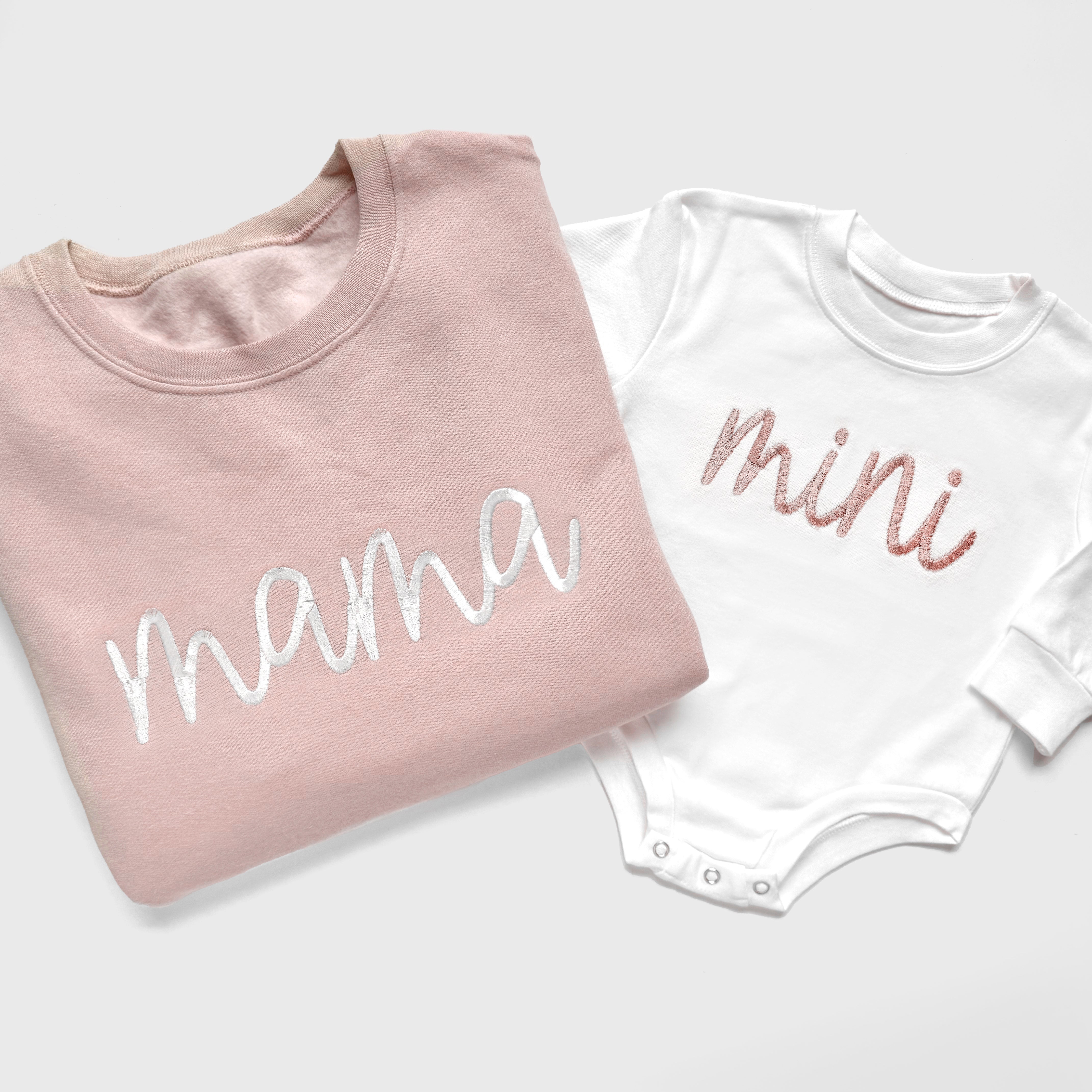 Mama & Mini Matching Sweatshirt Set | Mother Daughter Embroidered Outfit