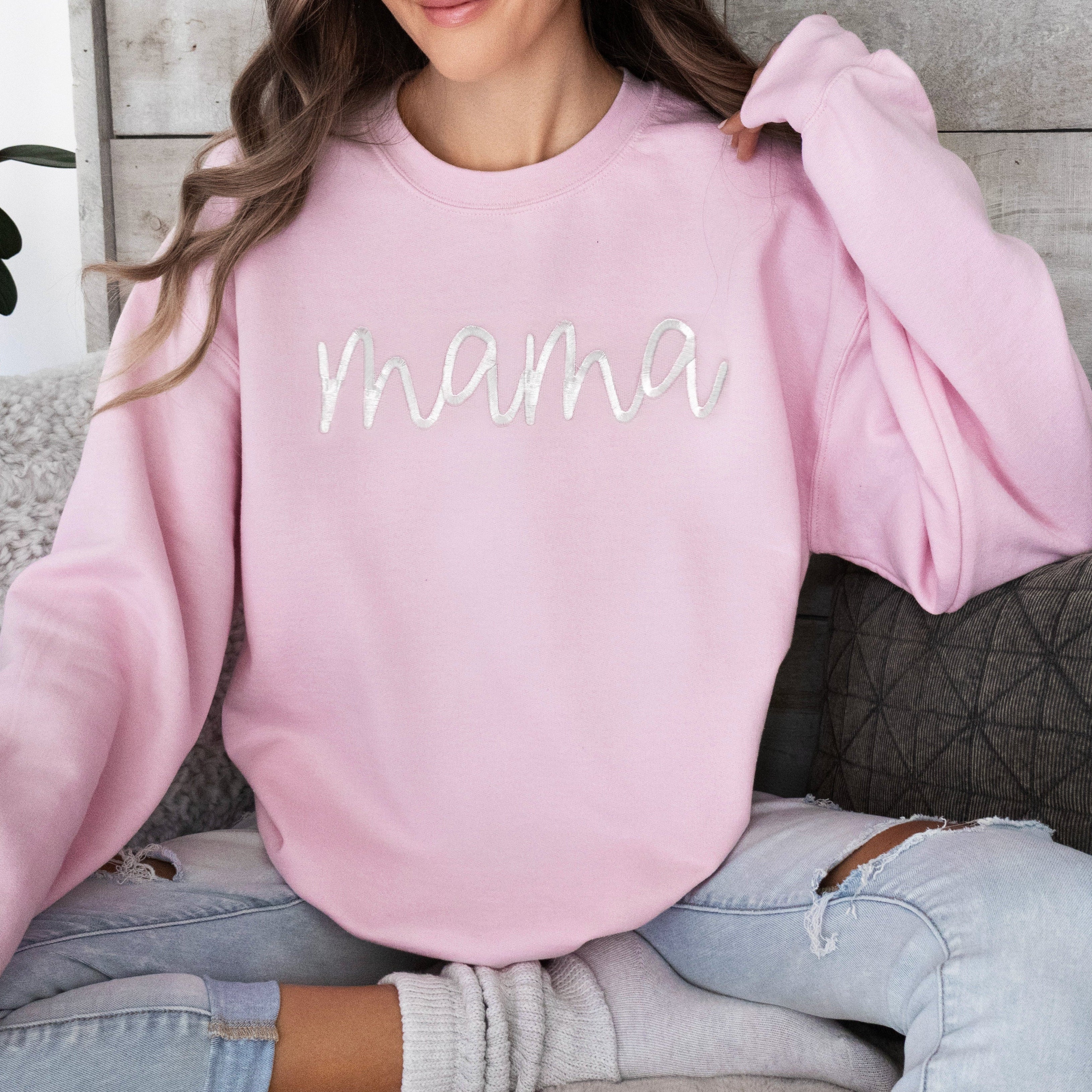 Mama & Mini Matching Sweatshirt Set | Mother Daughter Embroidered Outfit