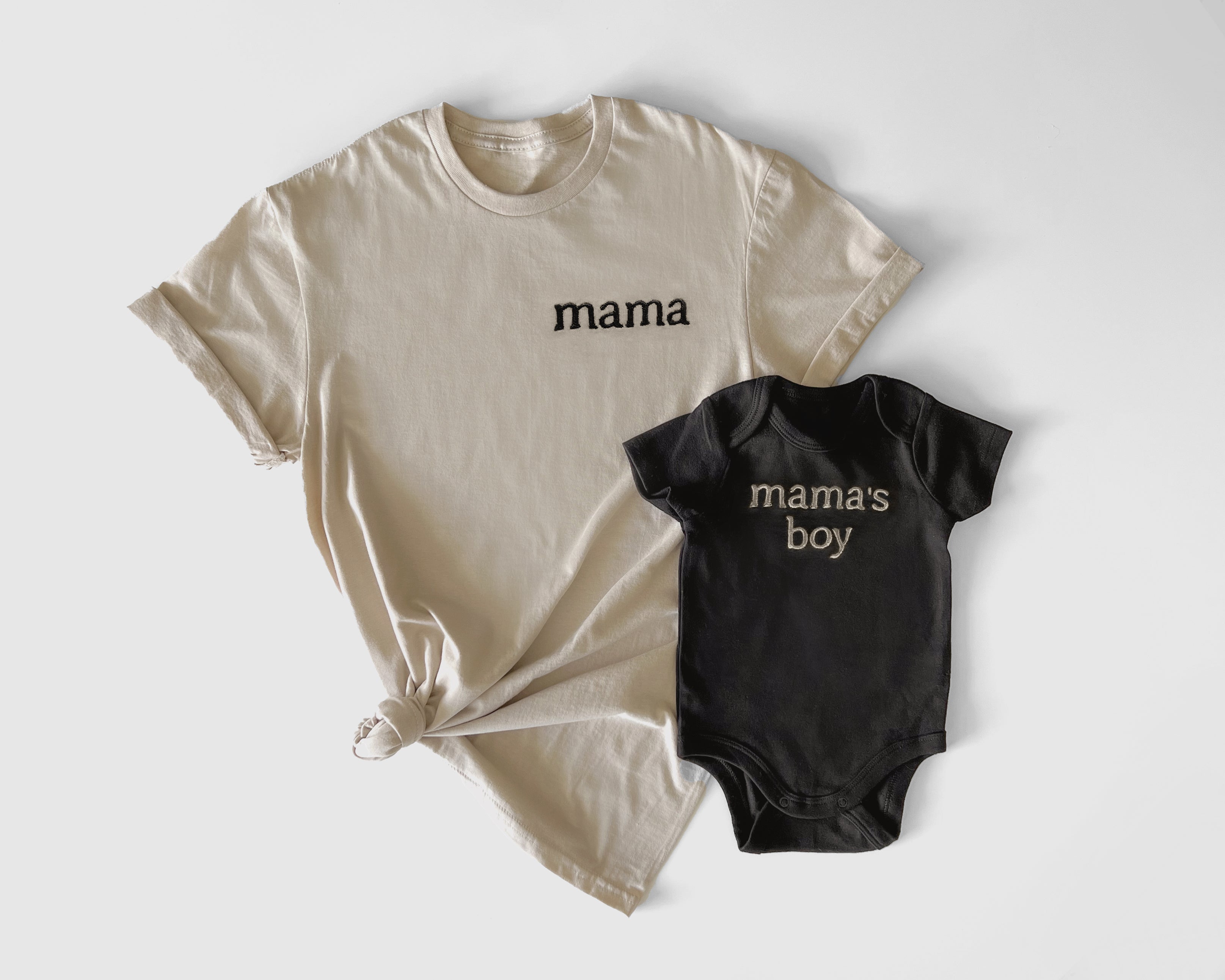 Mama & Mama’s Boy Matching Shirts | Embroidered Mother Son Outfits