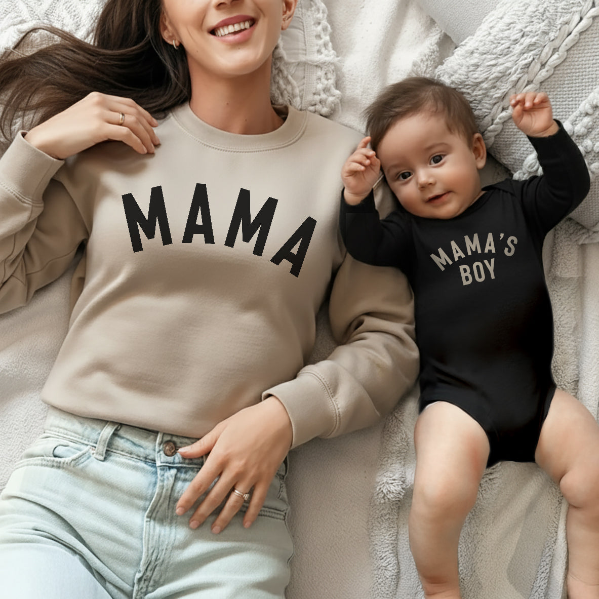 Mama & Mama’s Boy Matching Sweatshirts | Mother Son Outfit Set