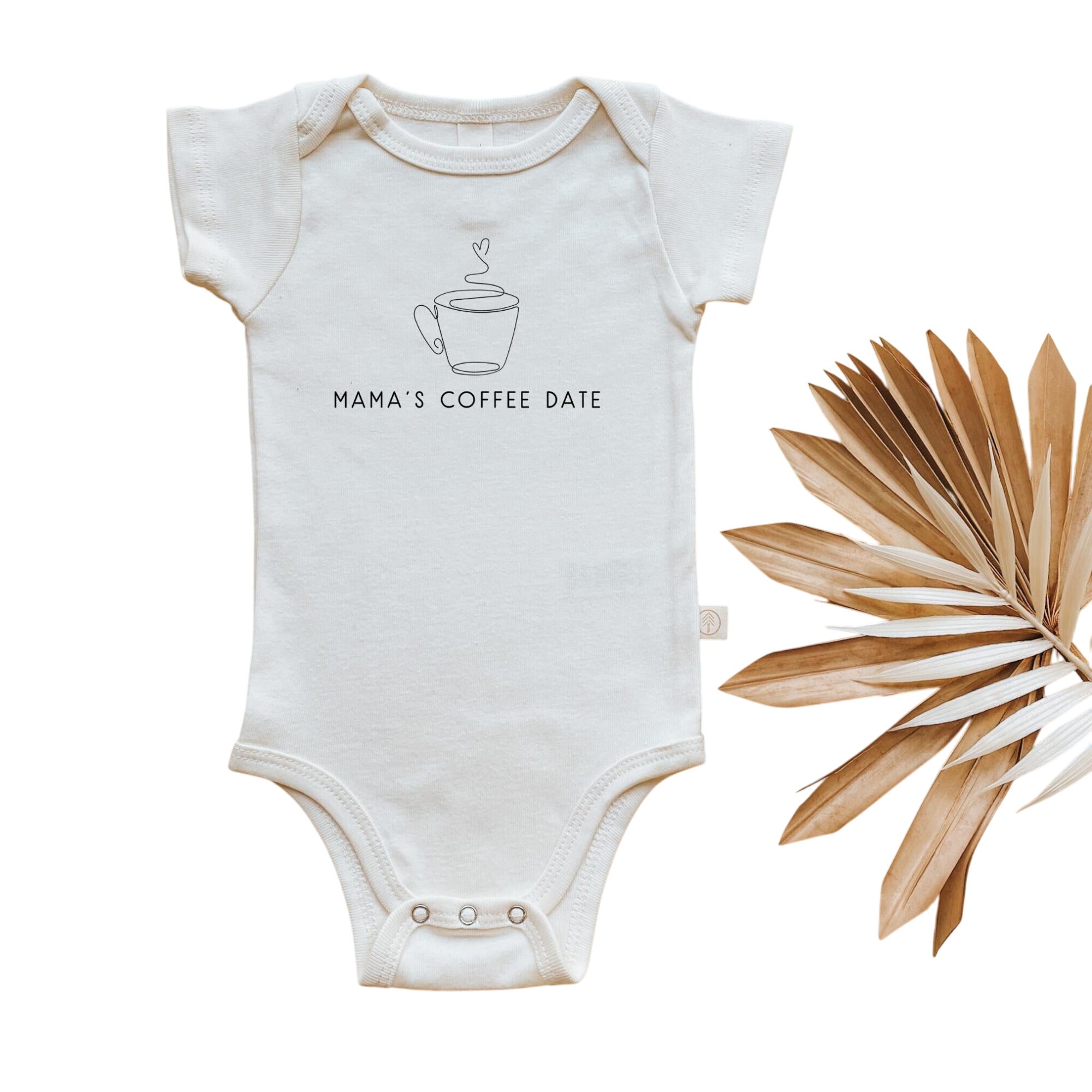 Mama's Coffee Date Organic Cotton Baby Bodysuit Short Sleeve