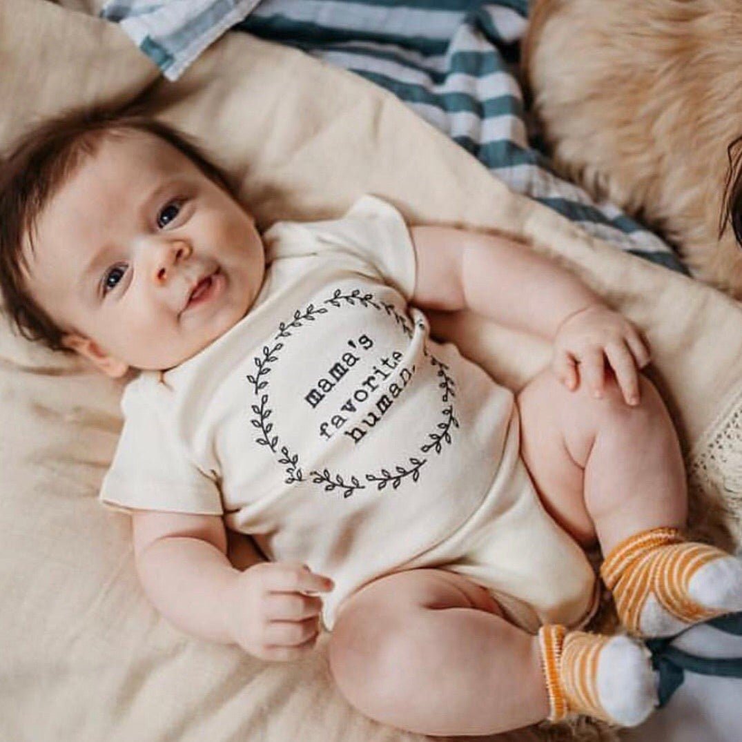 Mama's Favorite Human Organic Cotton Baby Bodysuit Short Sleeve