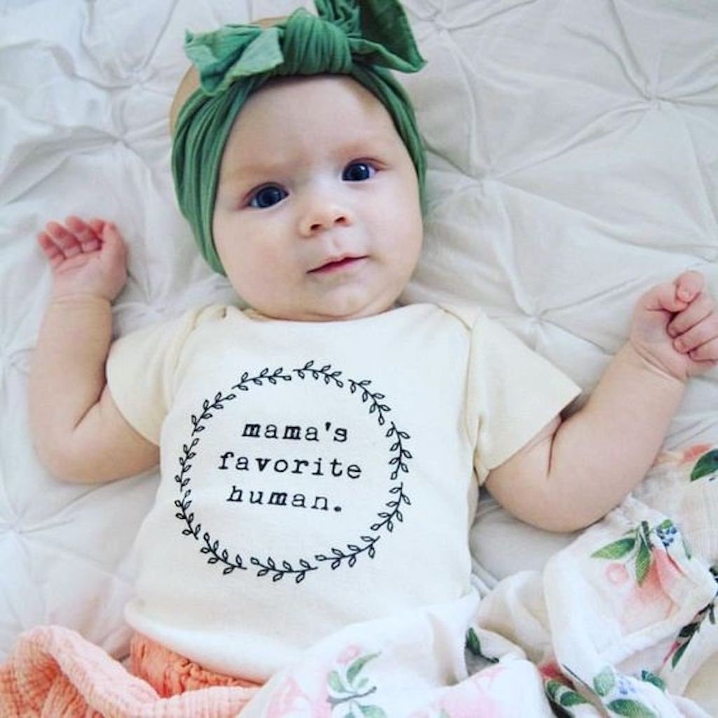 Mama's Favorite Human Organic Cotton Baby Bodysuit Short Sleeve